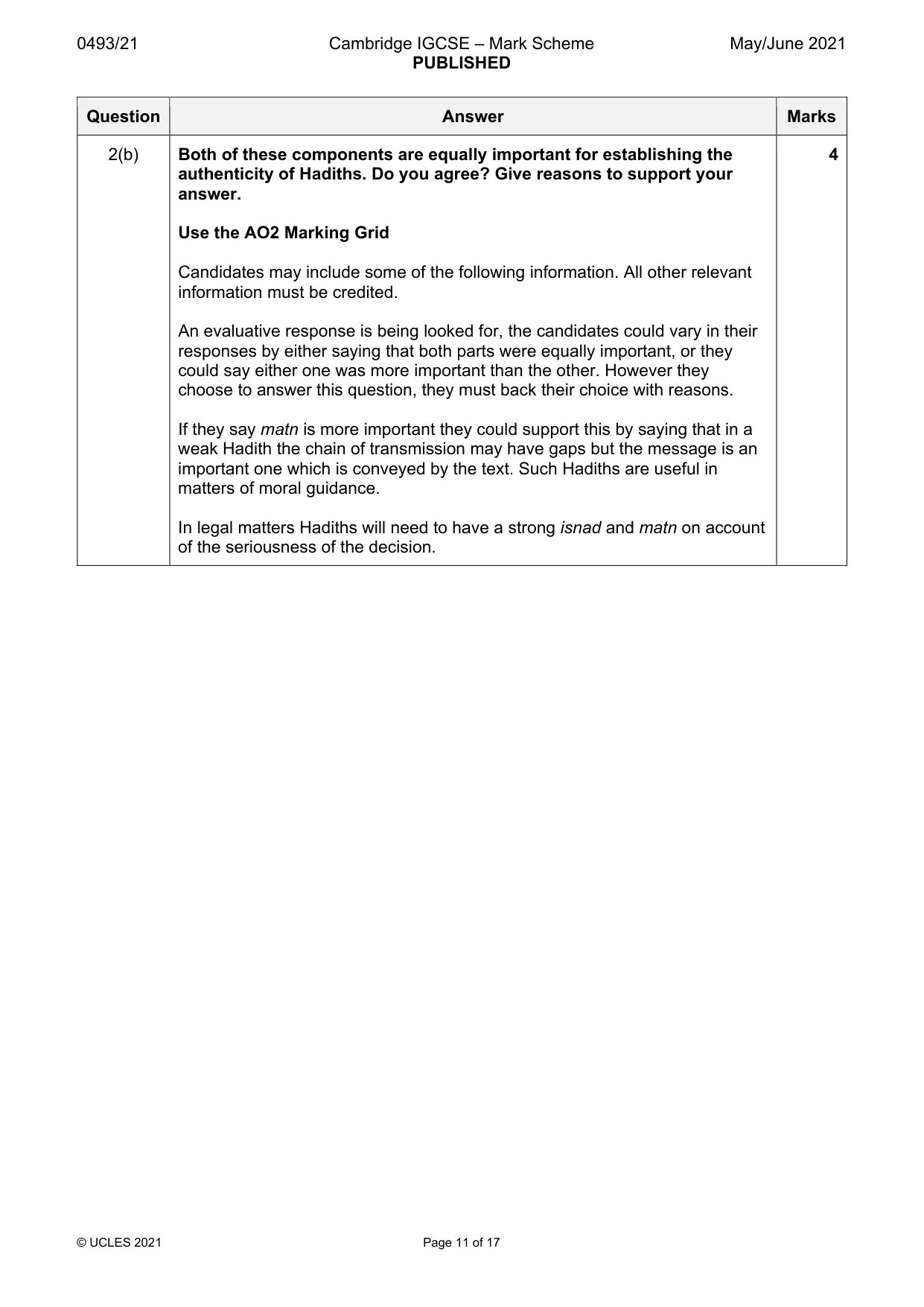 Mark scheme, page 11 of 17
