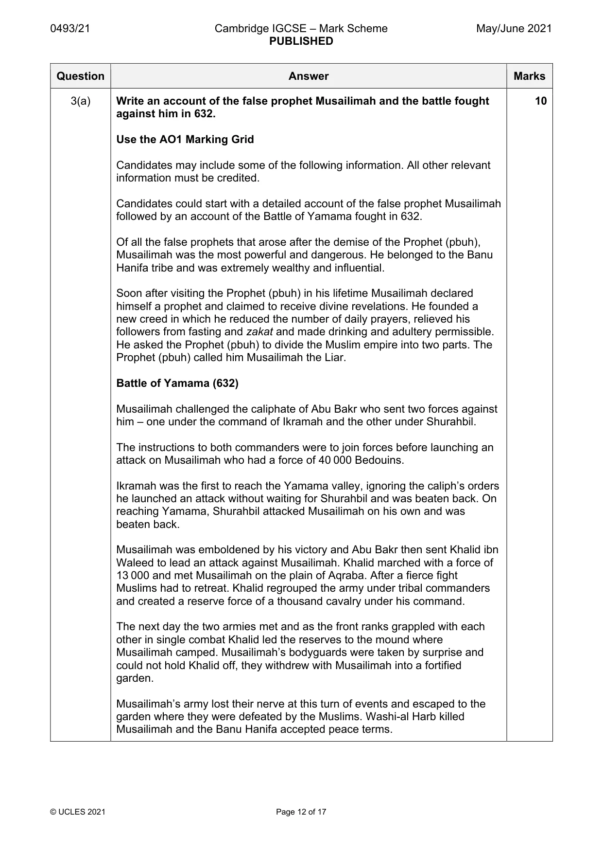 Mark scheme, page 12 of 17