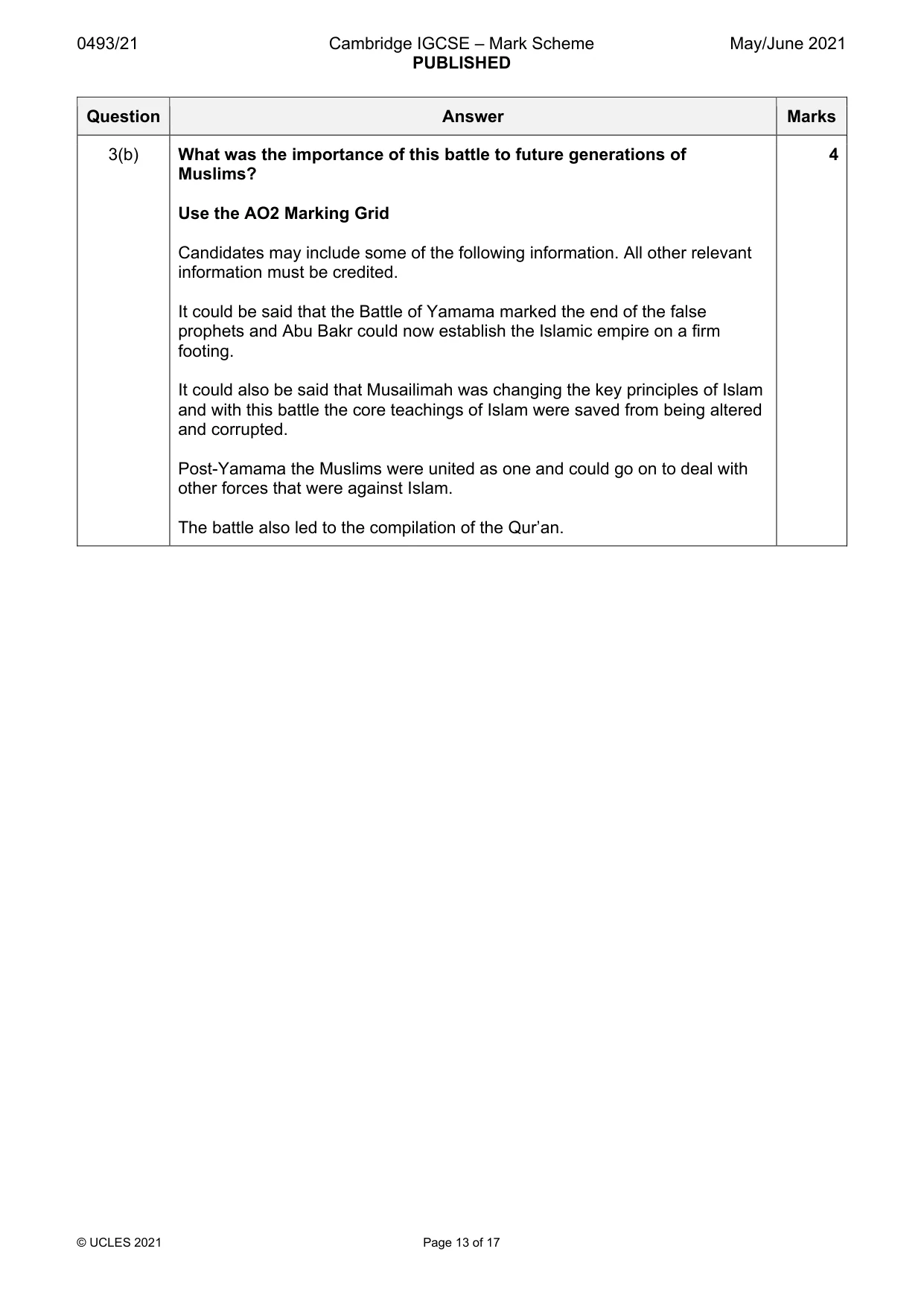 Mark scheme, page 13 of 17