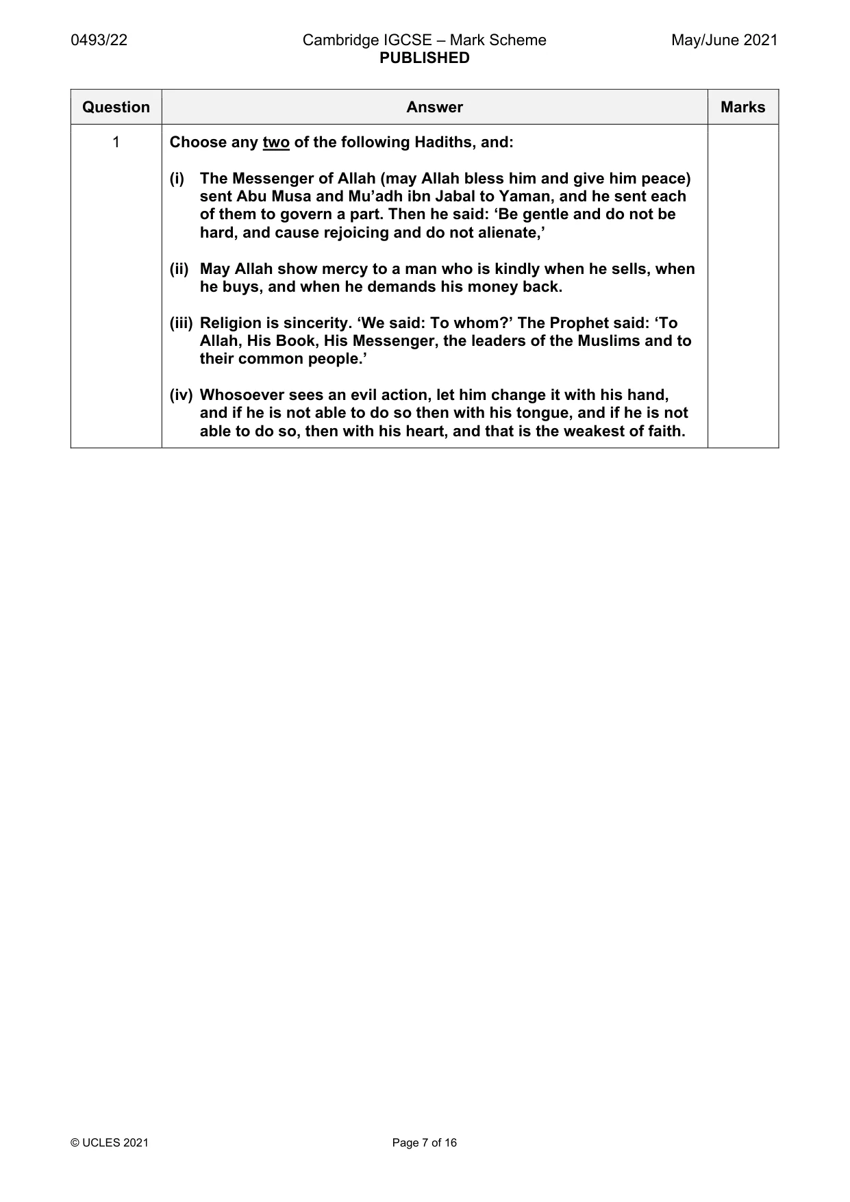 Mark scheme, page 7 of 16