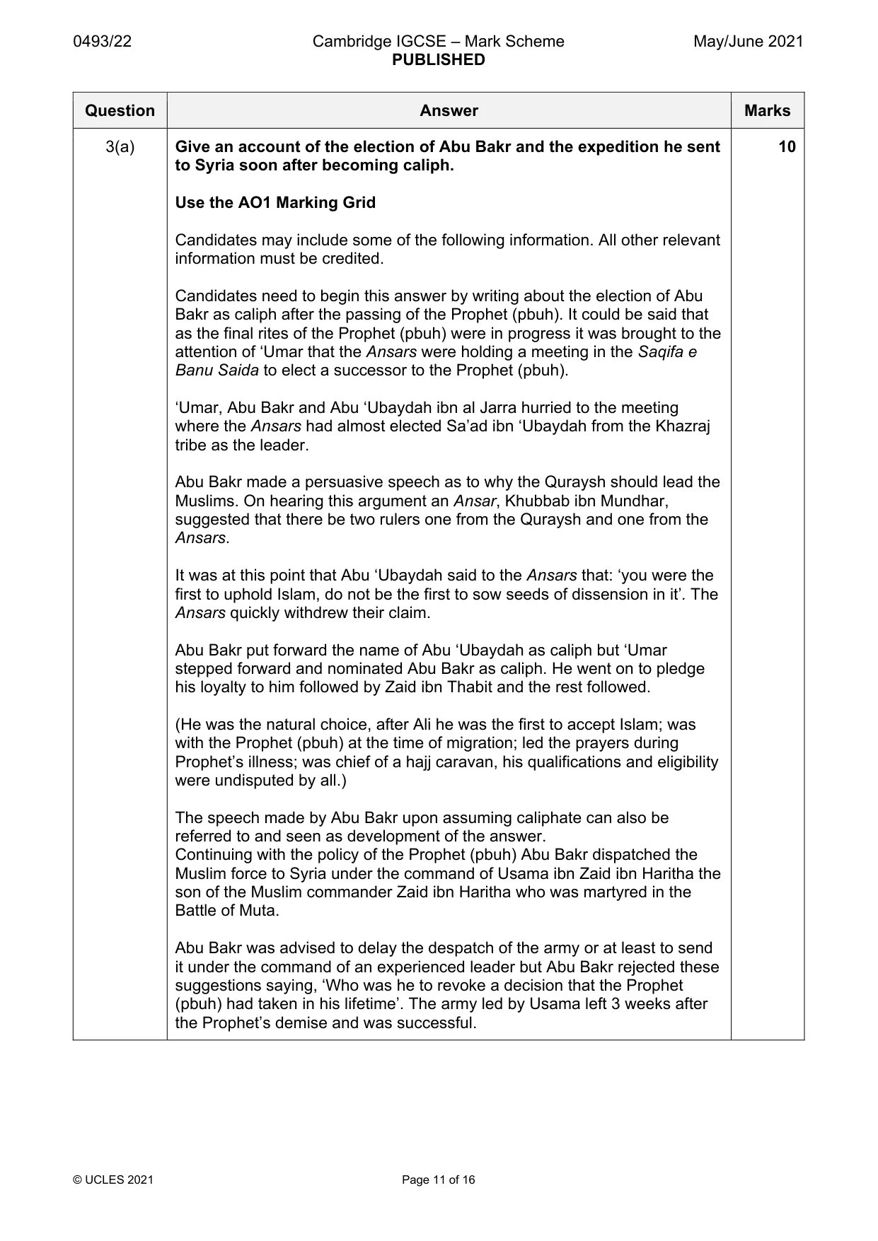 Mark scheme, page 11 of 16
