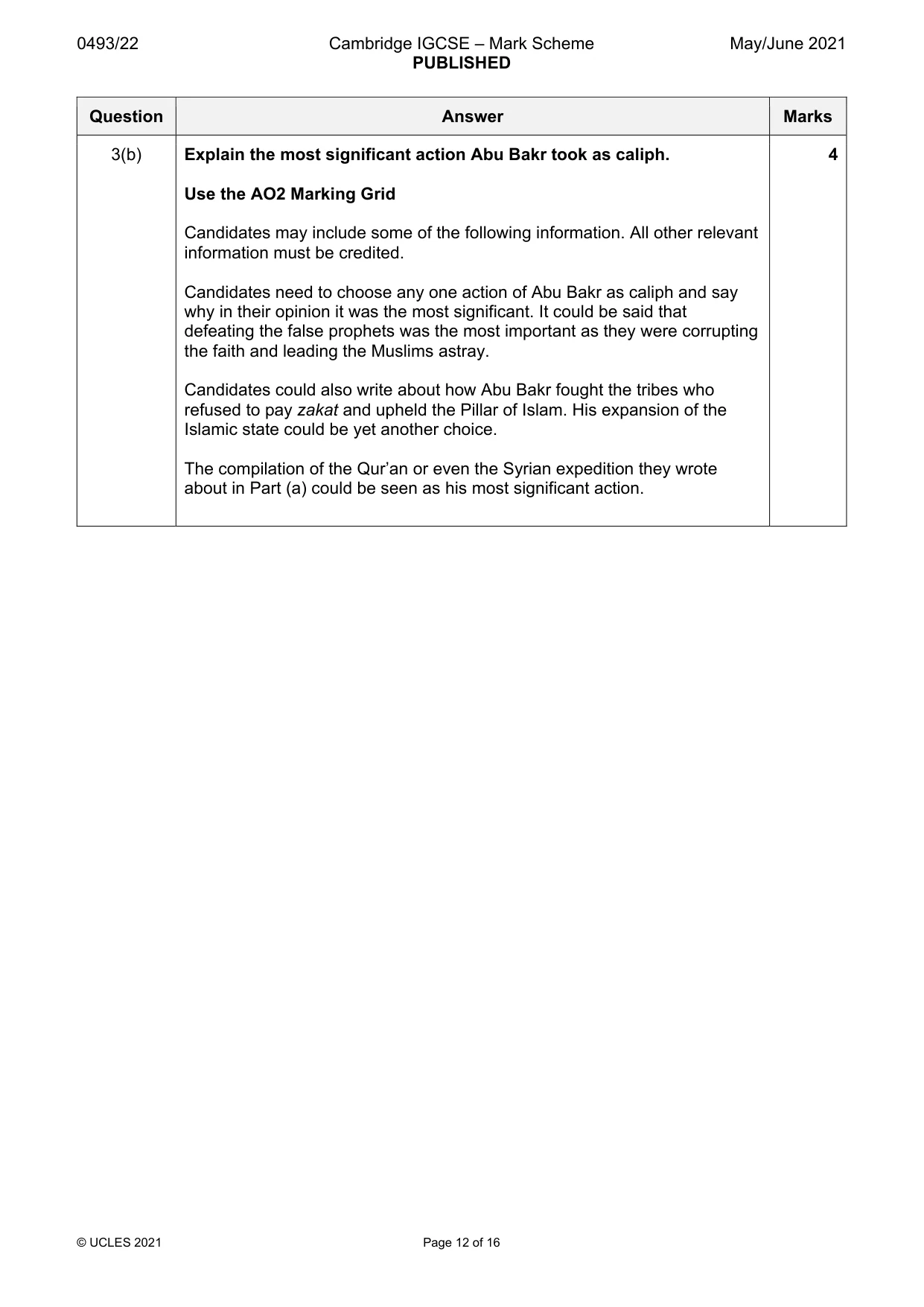 Mark scheme, page 12 of 16