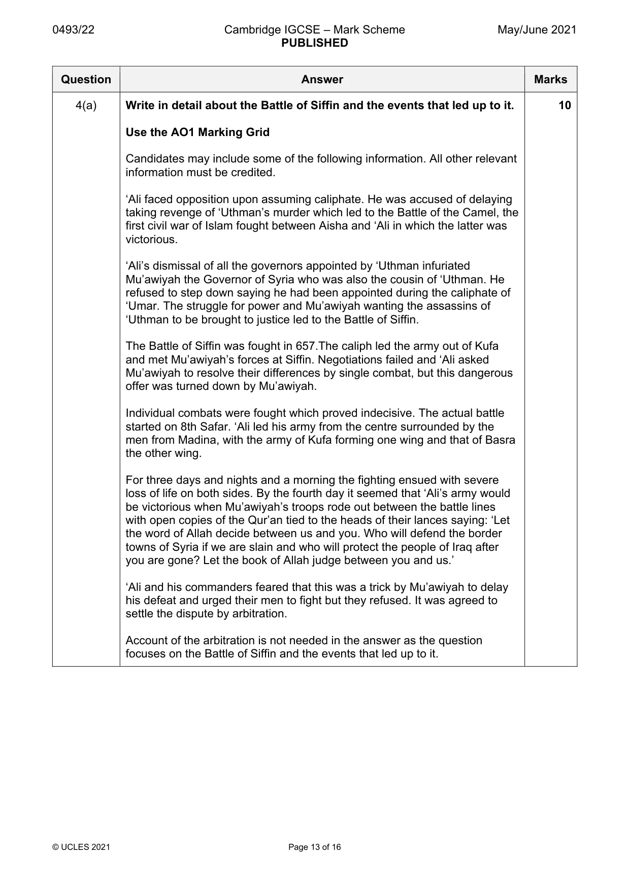 Mark scheme, page 13 of 16