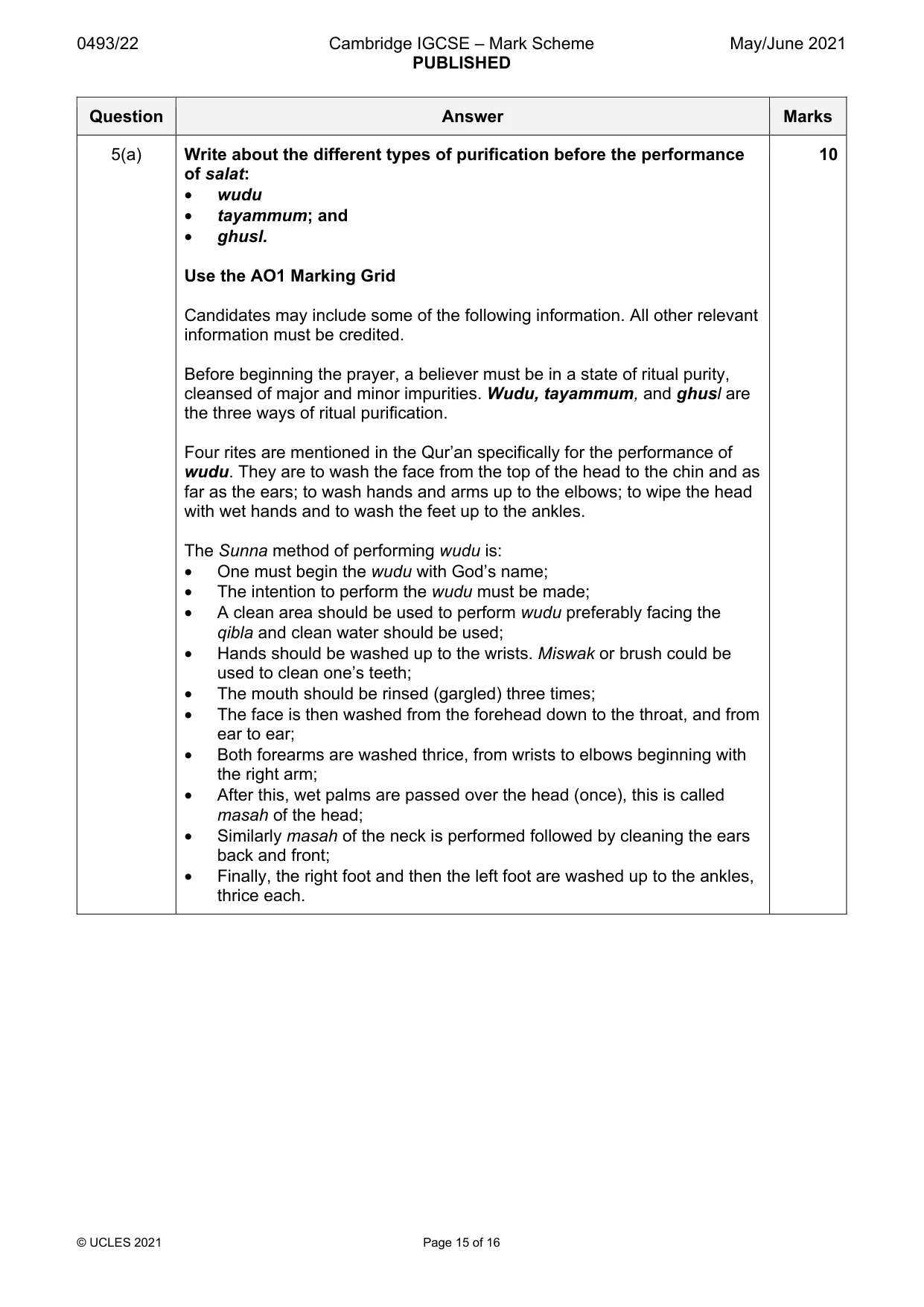 Mark scheme, page 15 of 16