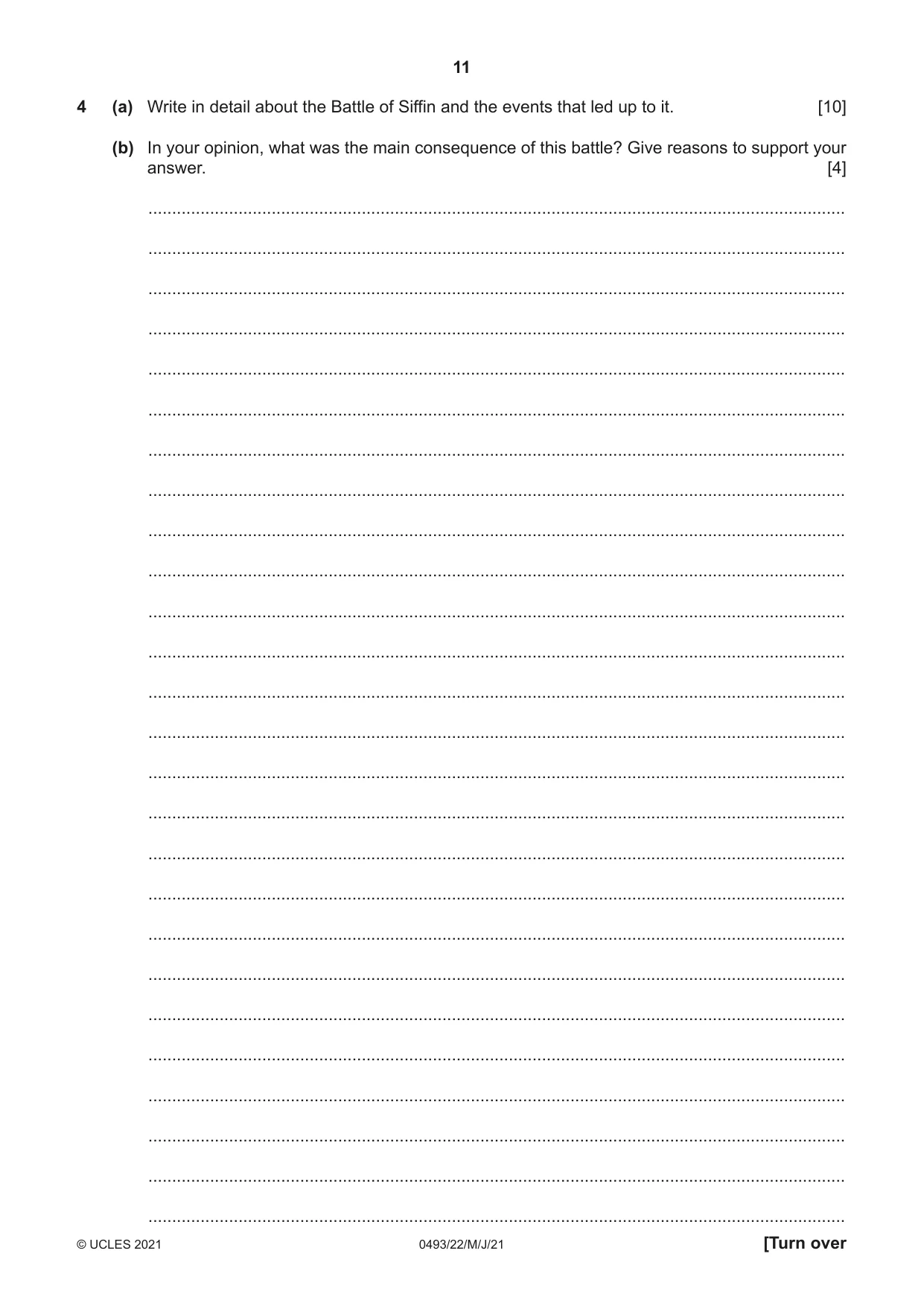 Cambridge IGCSE Islamiyat 0493 2021 May/June Paper 2 · Variant 2 question paper, page 11 of 16