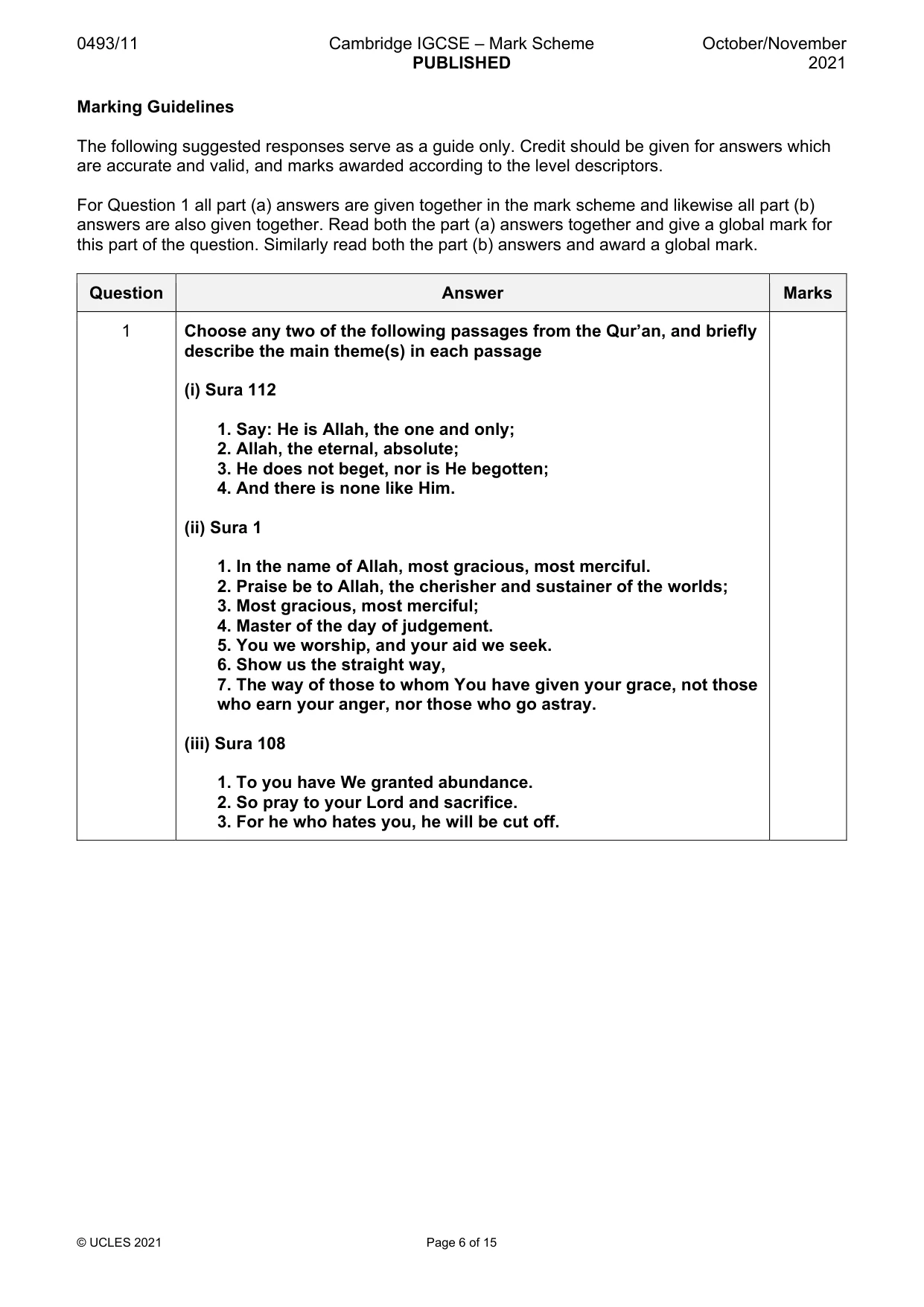 Mark scheme, page 6 of 15
