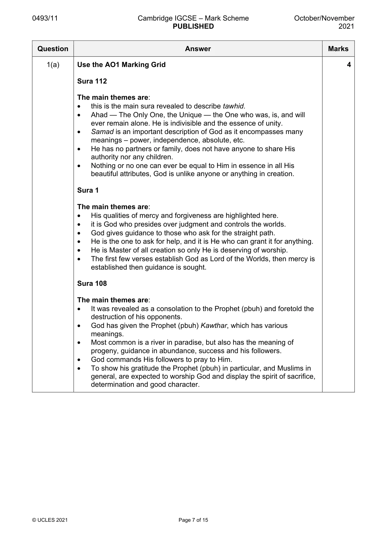 Mark scheme, page 7 of 15