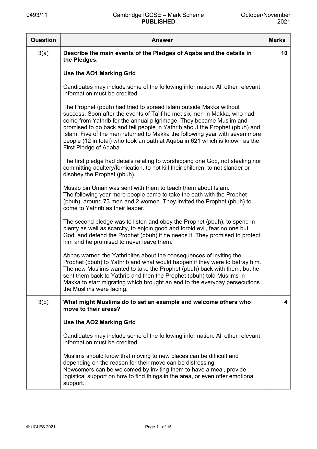 Mark scheme, page 11 of 15