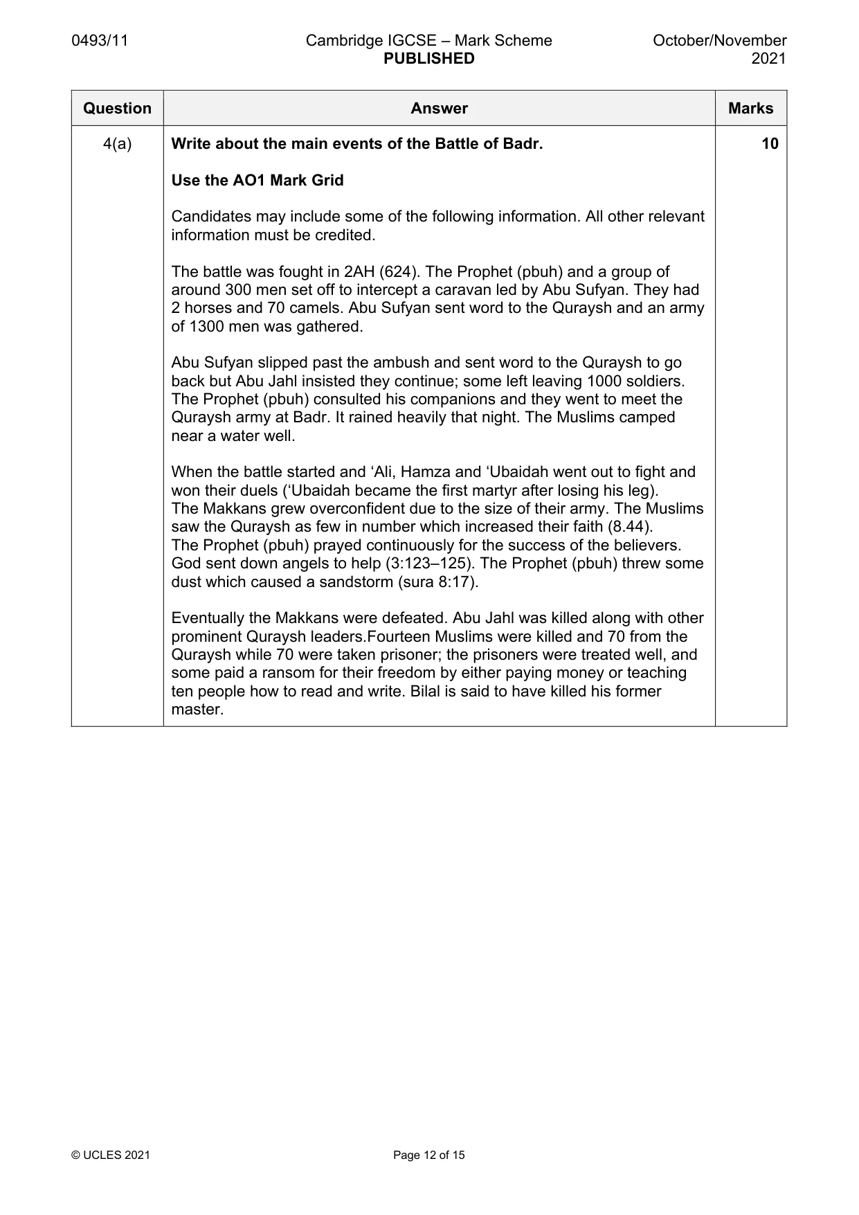 Mark scheme, page 12 of 15