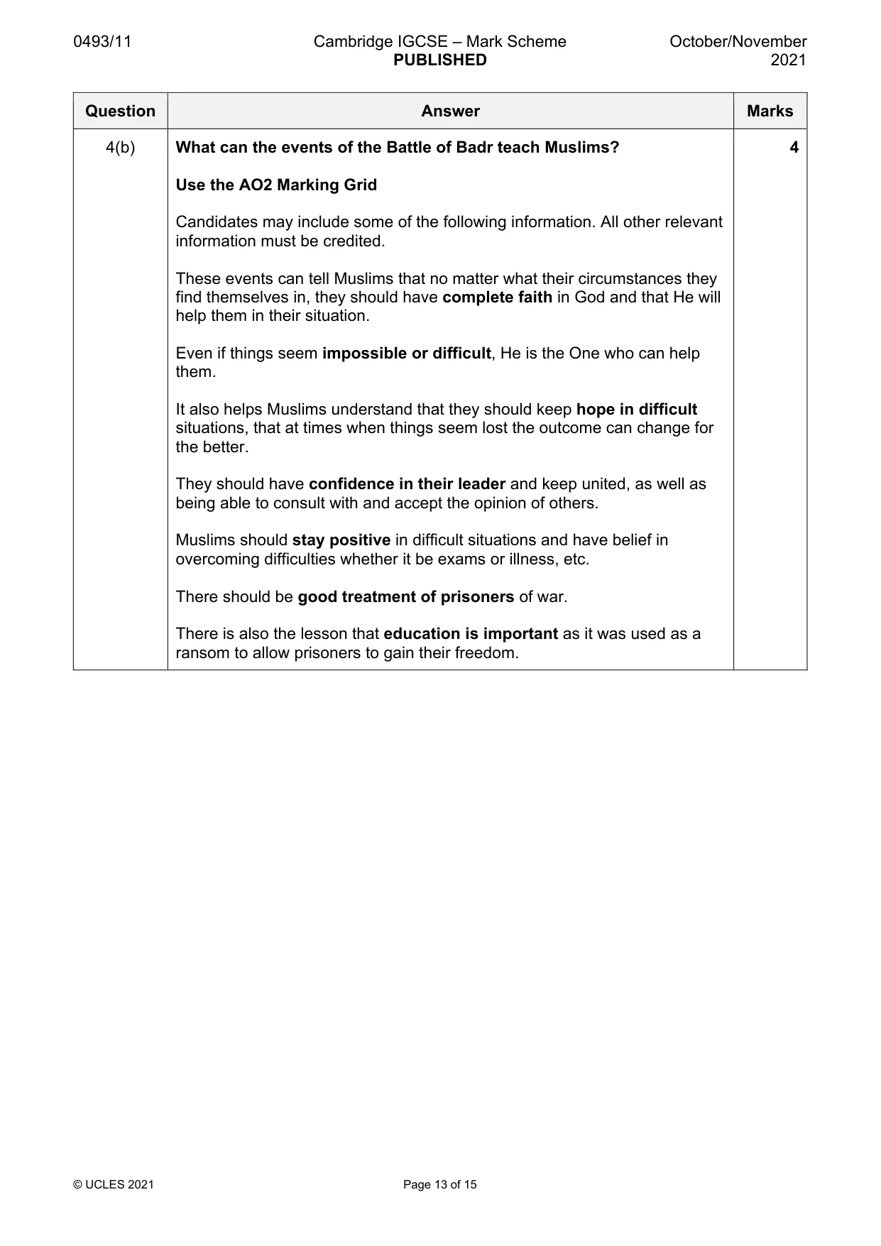 Mark scheme, page 13 of 15