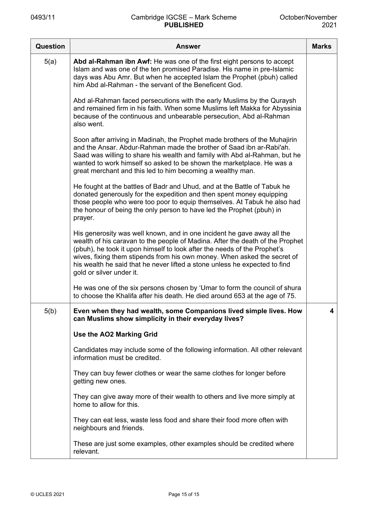 Mark scheme, page 15 of 15