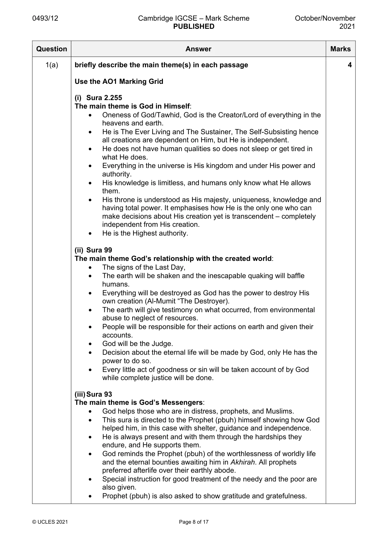Mark scheme, page 8 of 17