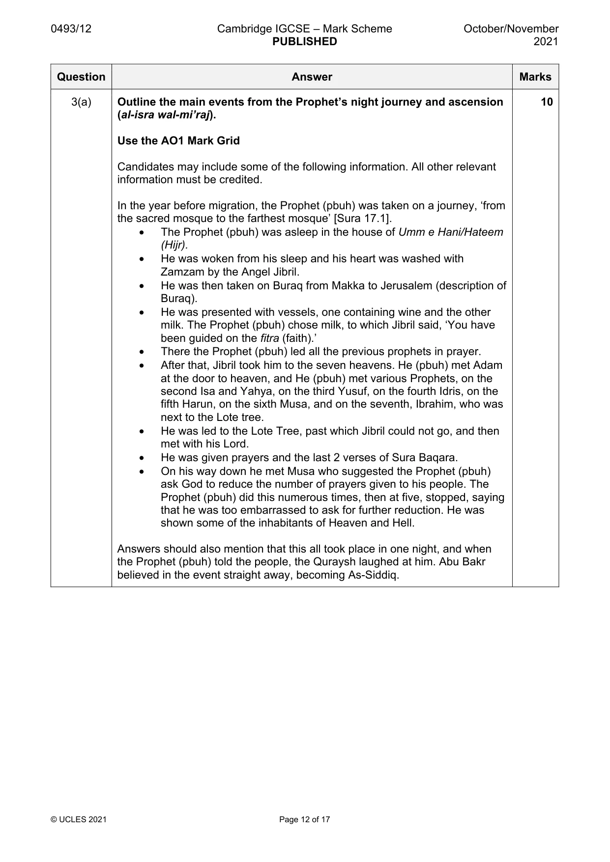 Mark scheme, page 12 of 17