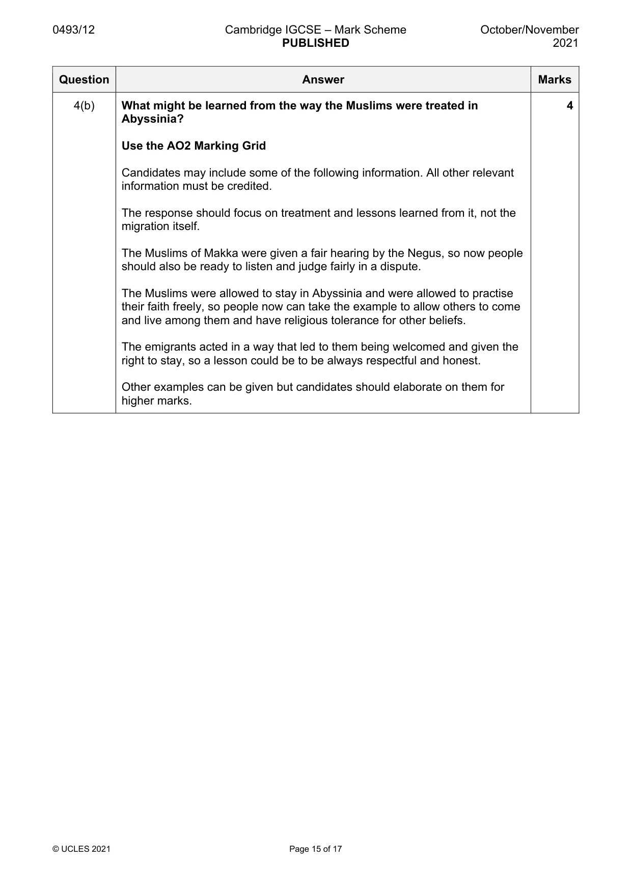 Mark scheme, page 15 of 17