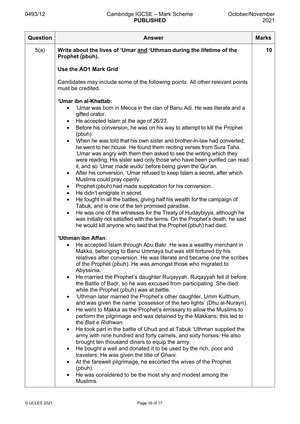 Mark scheme, page 16 of 17