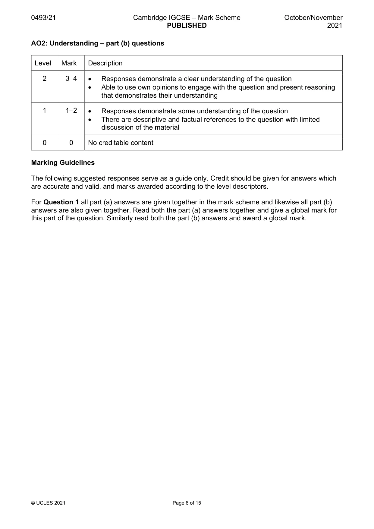 Mark scheme, page 6 of 15