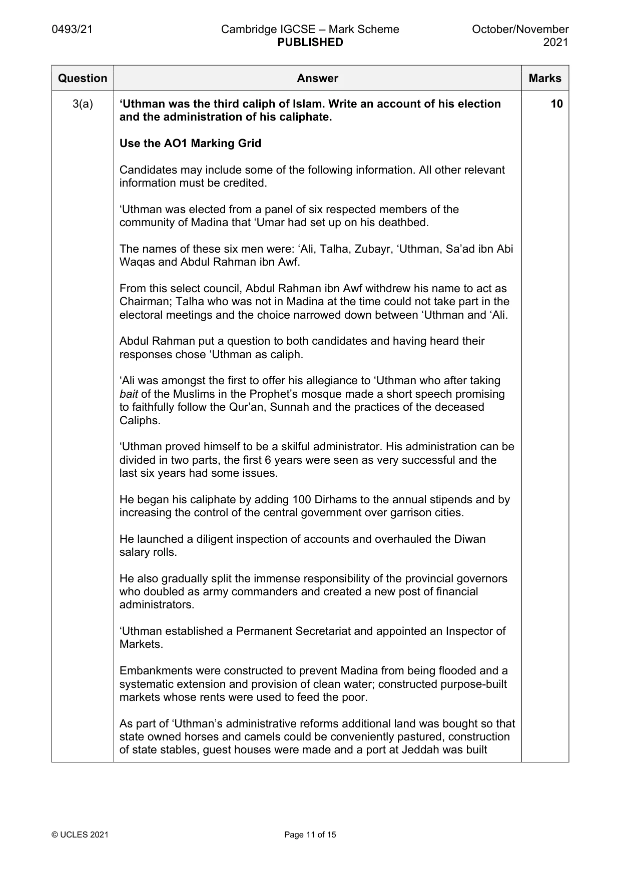 Mark scheme, page 11 of 15