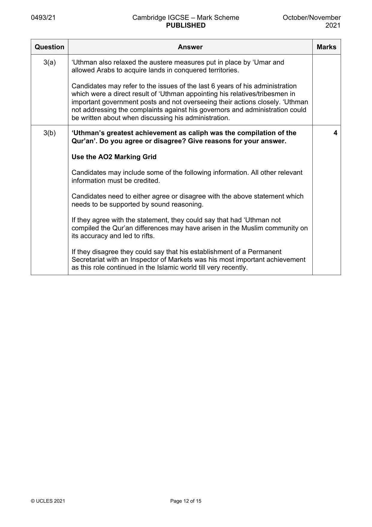 Mark scheme, page 12 of 15