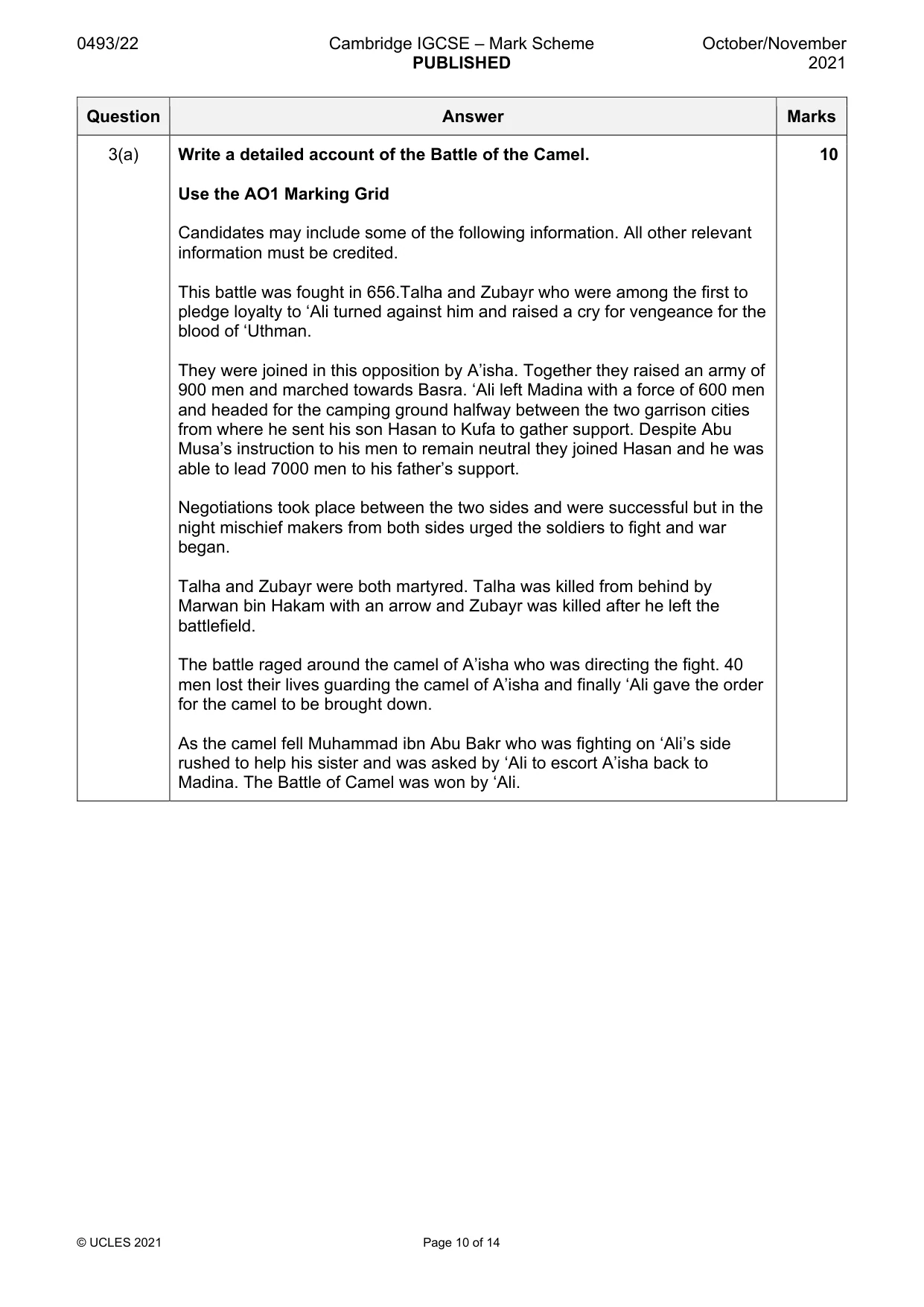 Mark scheme, page 10 of 14