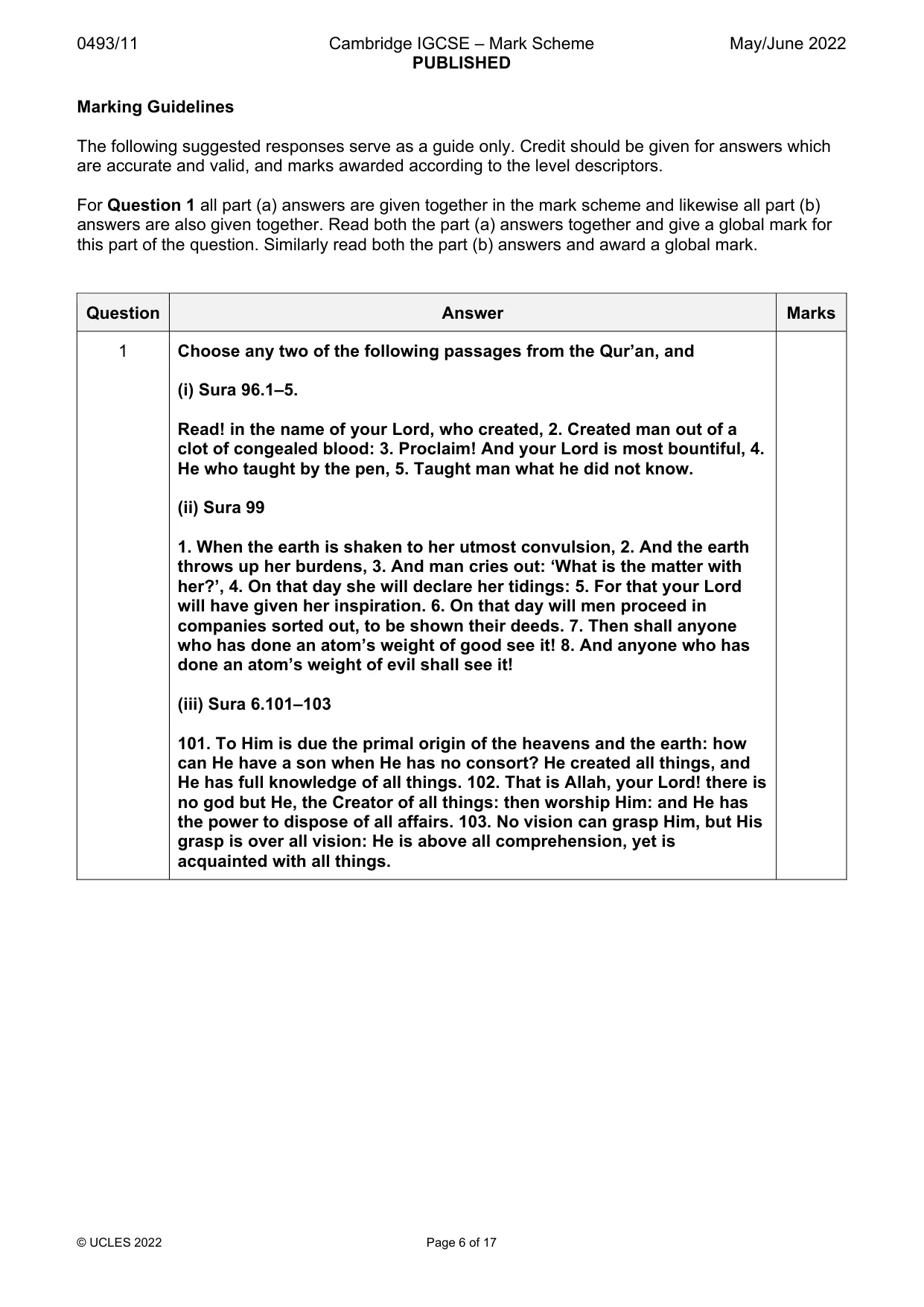 Mark scheme, page 6 of 17