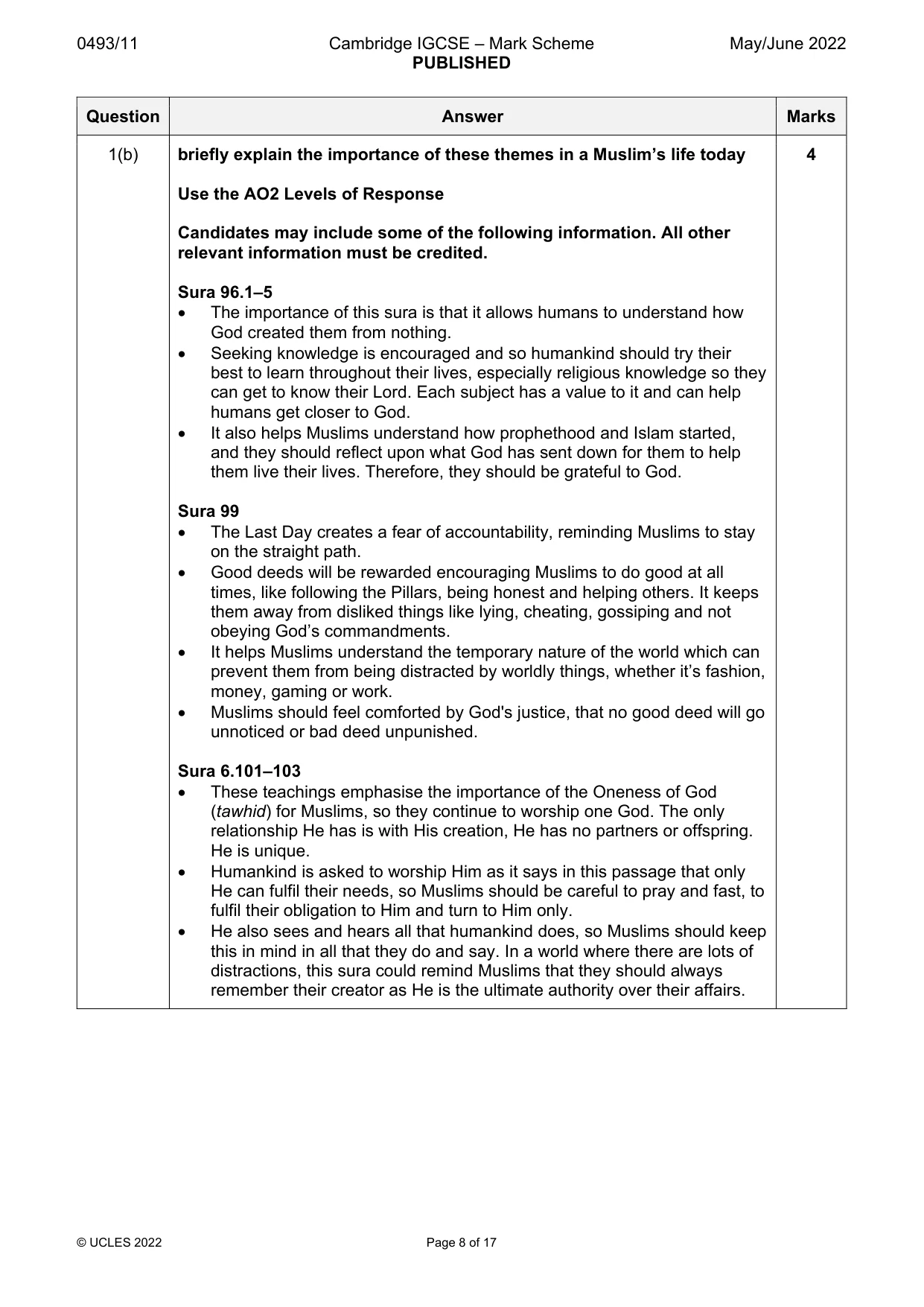Mark scheme, page 8 of 17