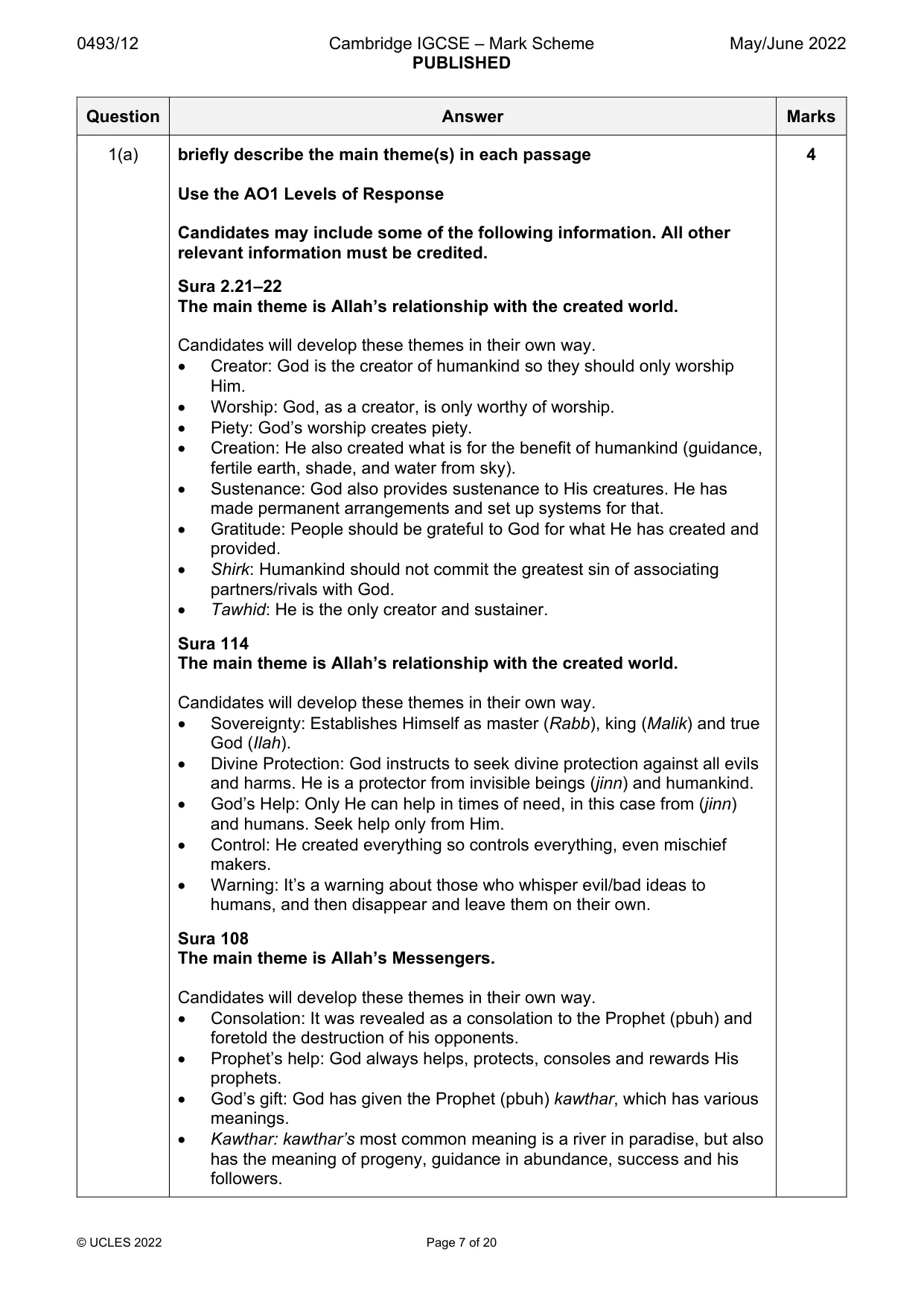 Mark scheme, page 7 of 20