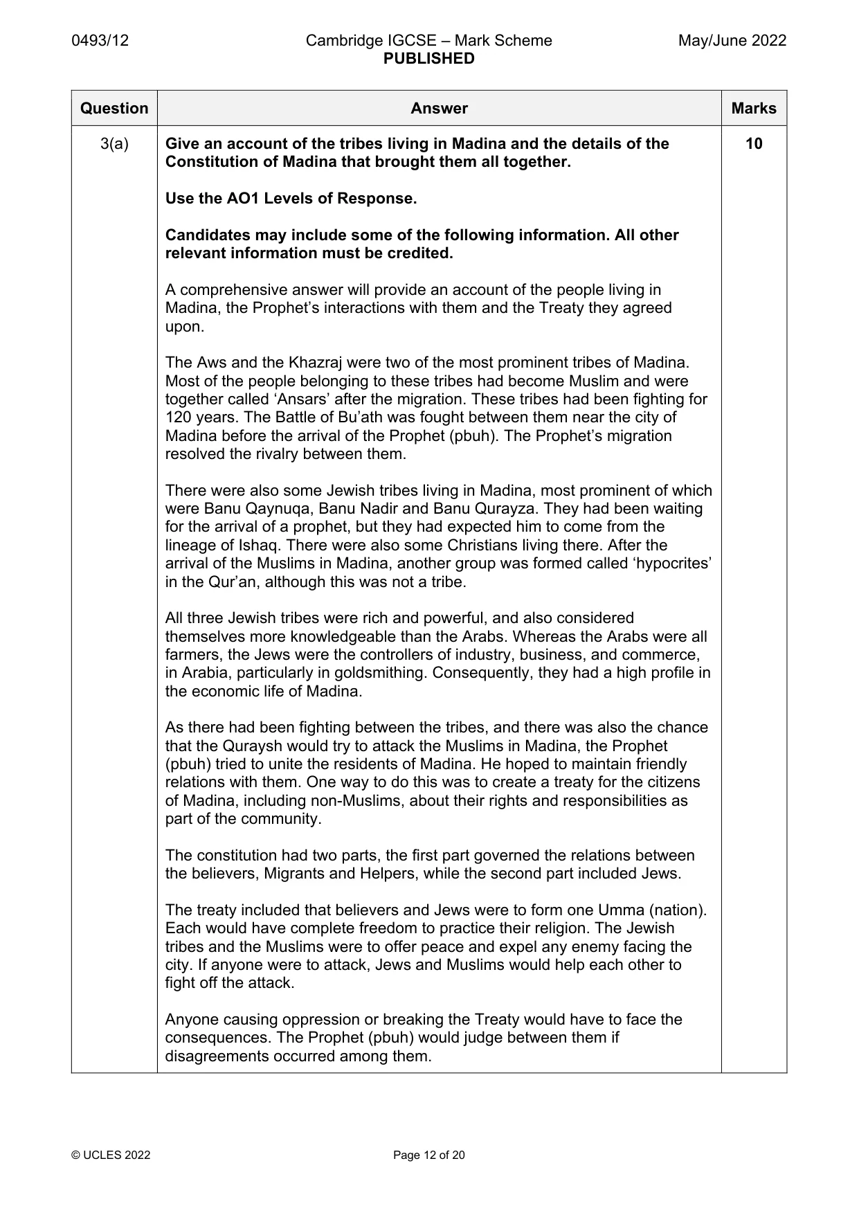 Mark scheme, page 12 of 20