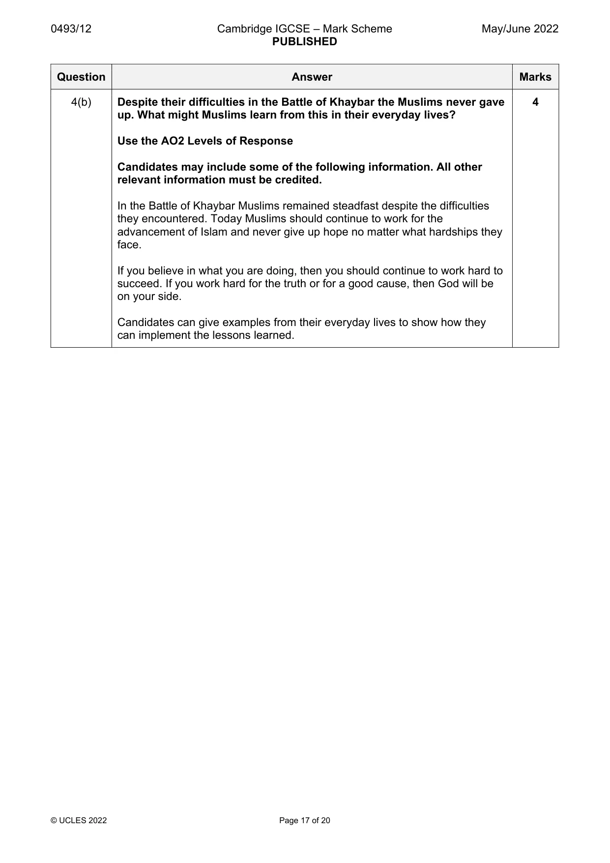 Mark scheme, page 17 of 20