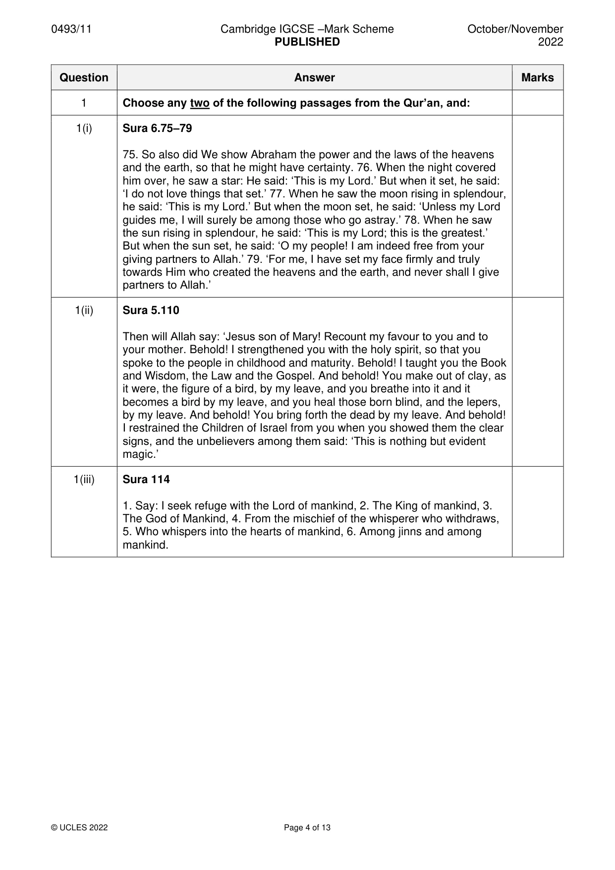 Mark scheme, page 4 of 13