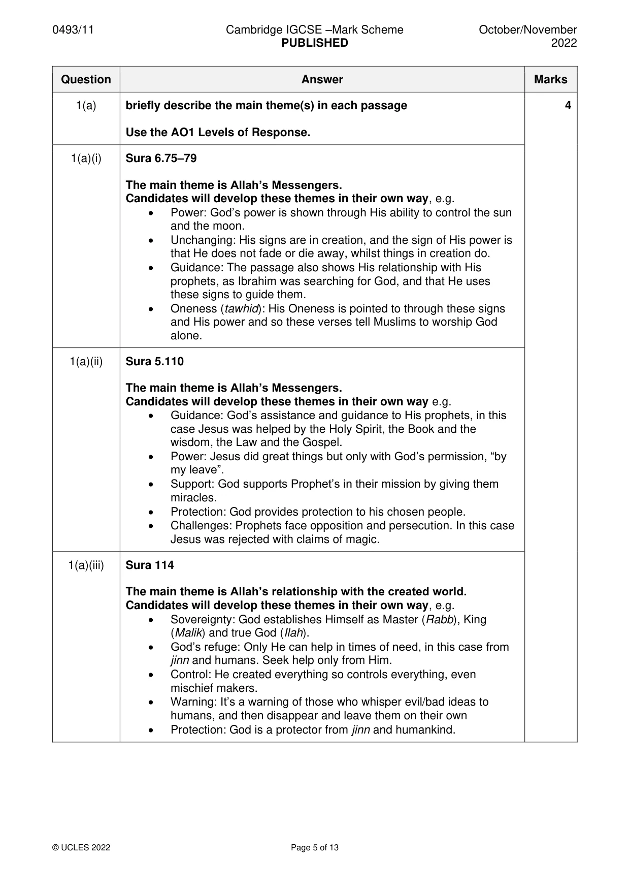 Mark scheme, page 5 of 13