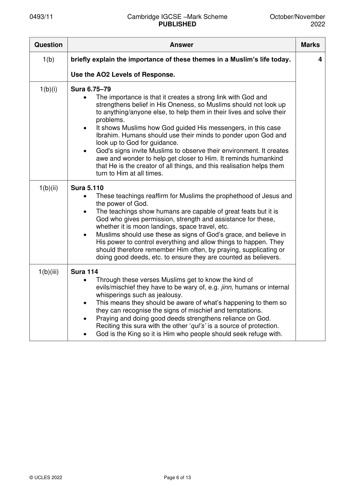 Mark scheme, page 6 of 13