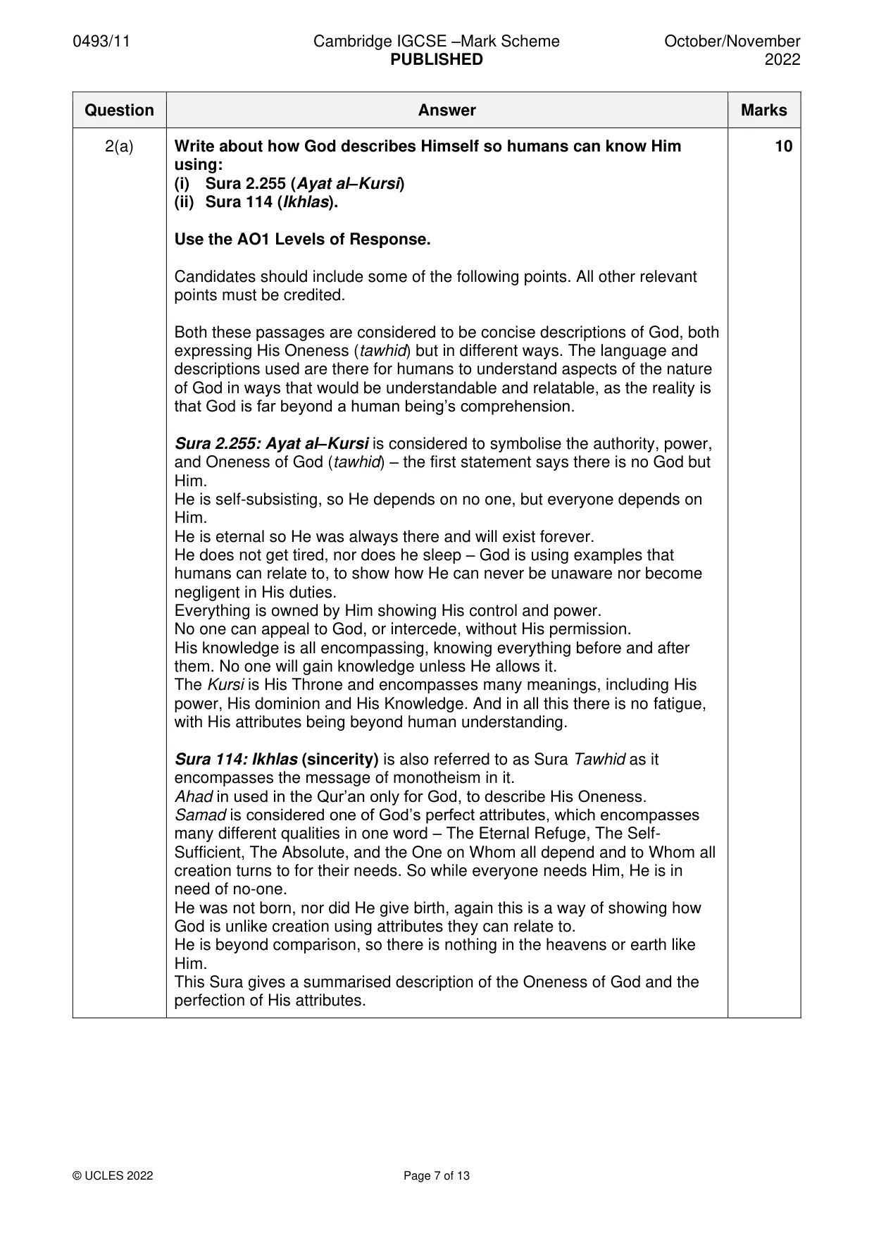 Mark scheme, page 7 of 13