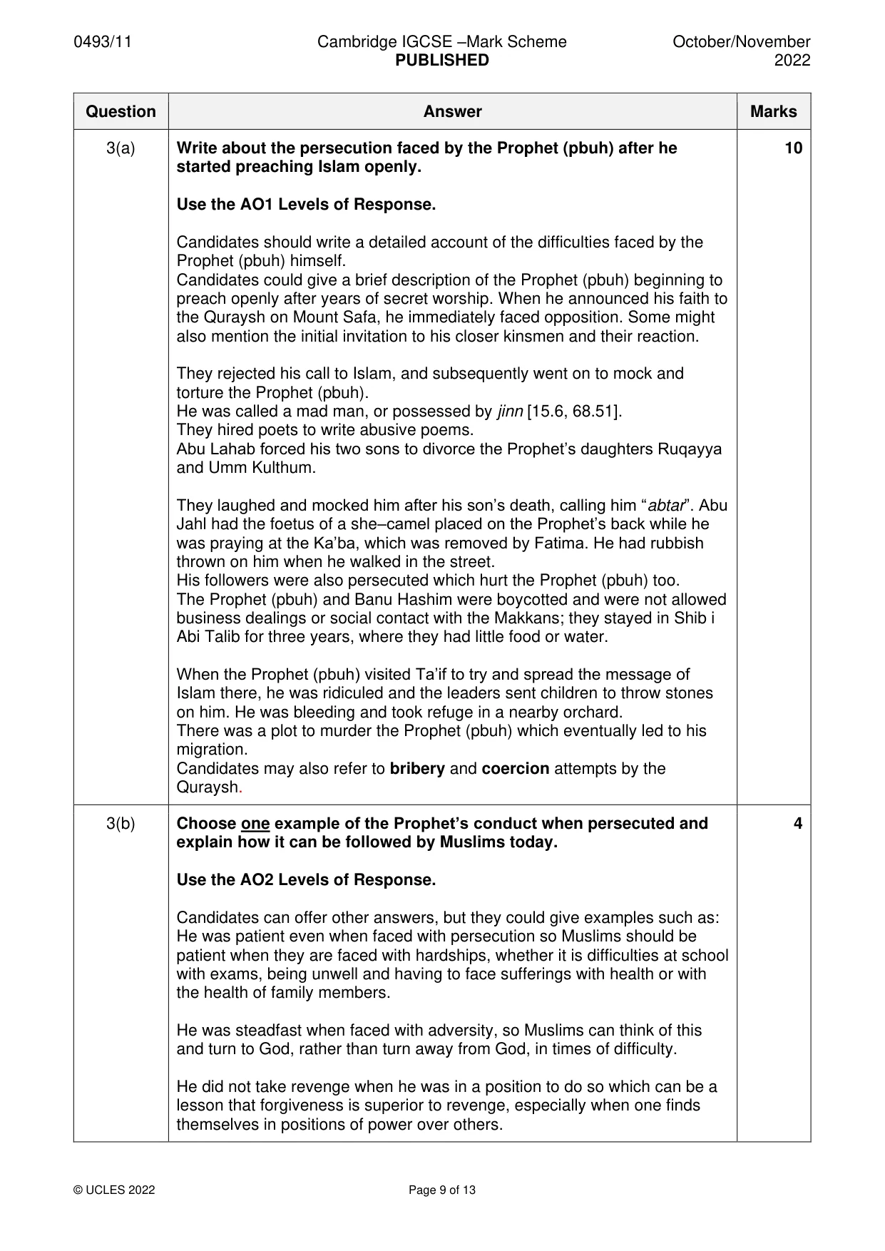 Mark scheme, page 9 of 13
