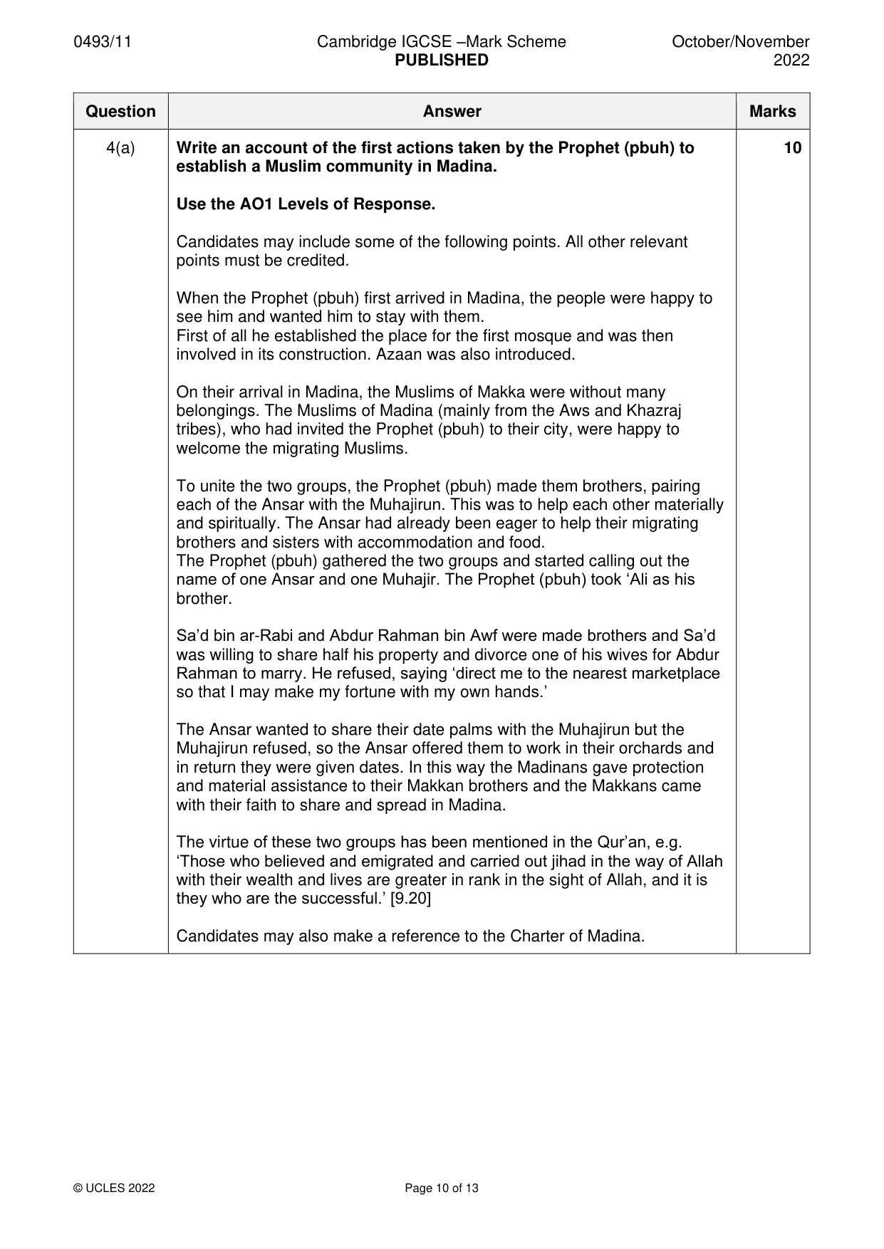 Mark scheme, page 10 of 13