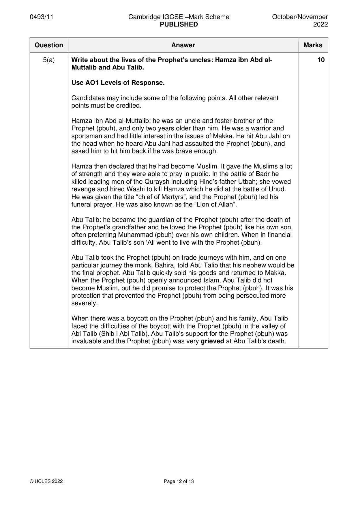 Mark scheme, page 12 of 13
