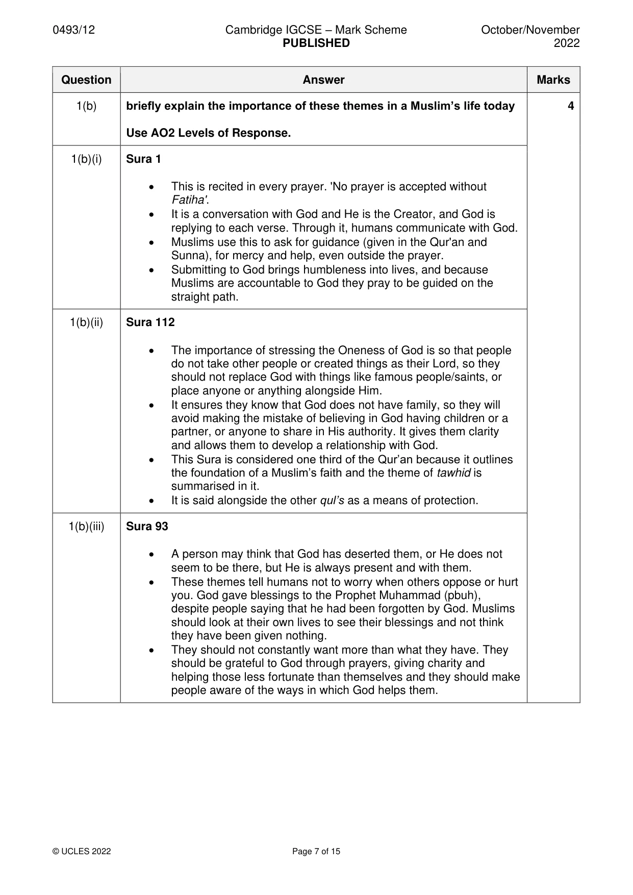 Mark scheme, page 7 of 15