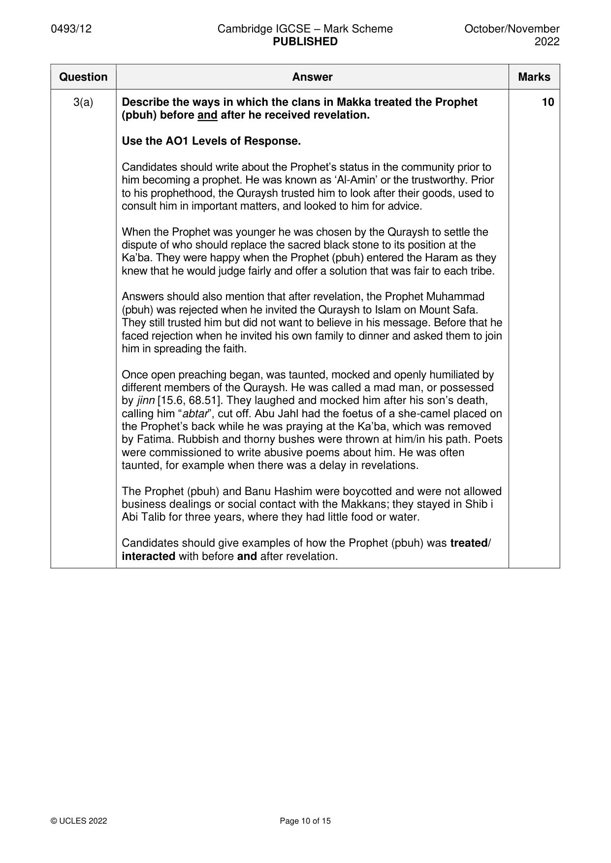 Mark scheme, page 10 of 15