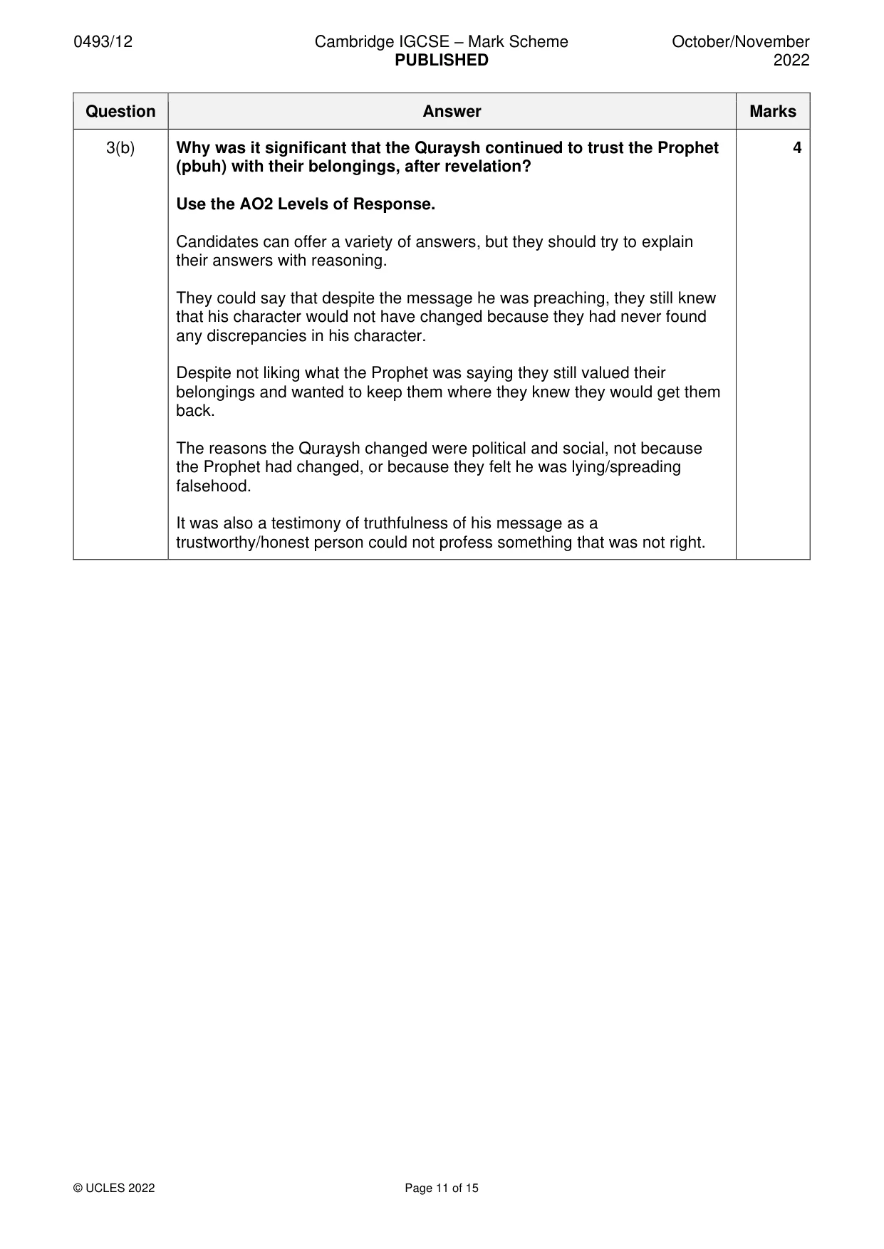 Mark scheme, page 11 of 15