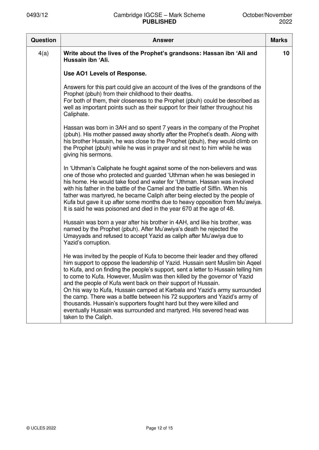 Mark scheme, page 12 of 15