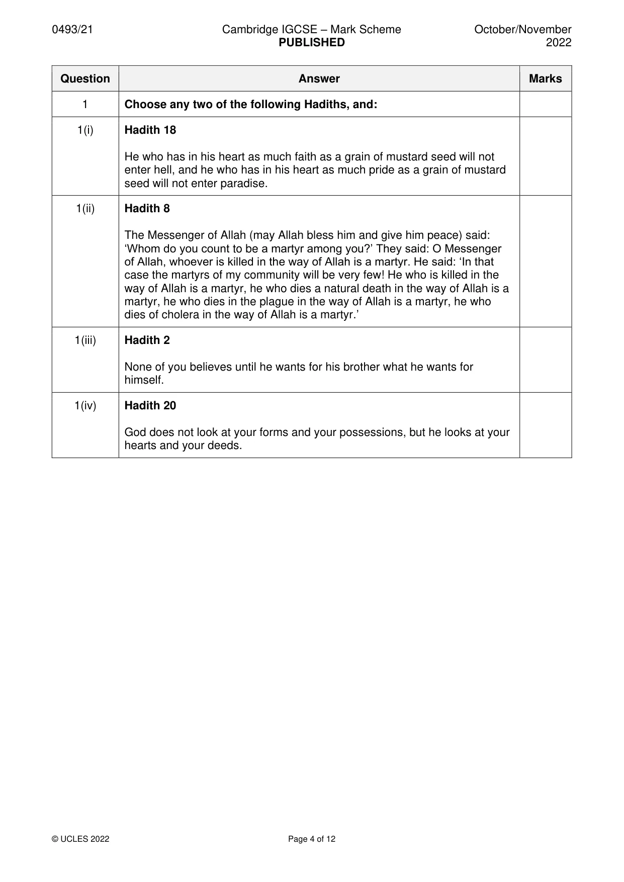 Mark scheme, page 4 of 12
