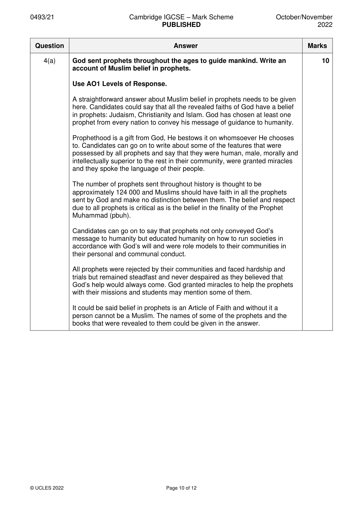 Mark scheme, page 10 of 12