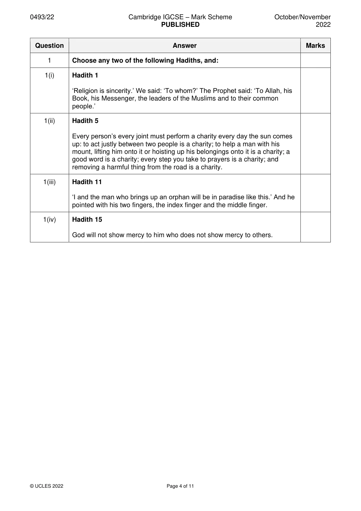 Mark scheme, page 4 of 11