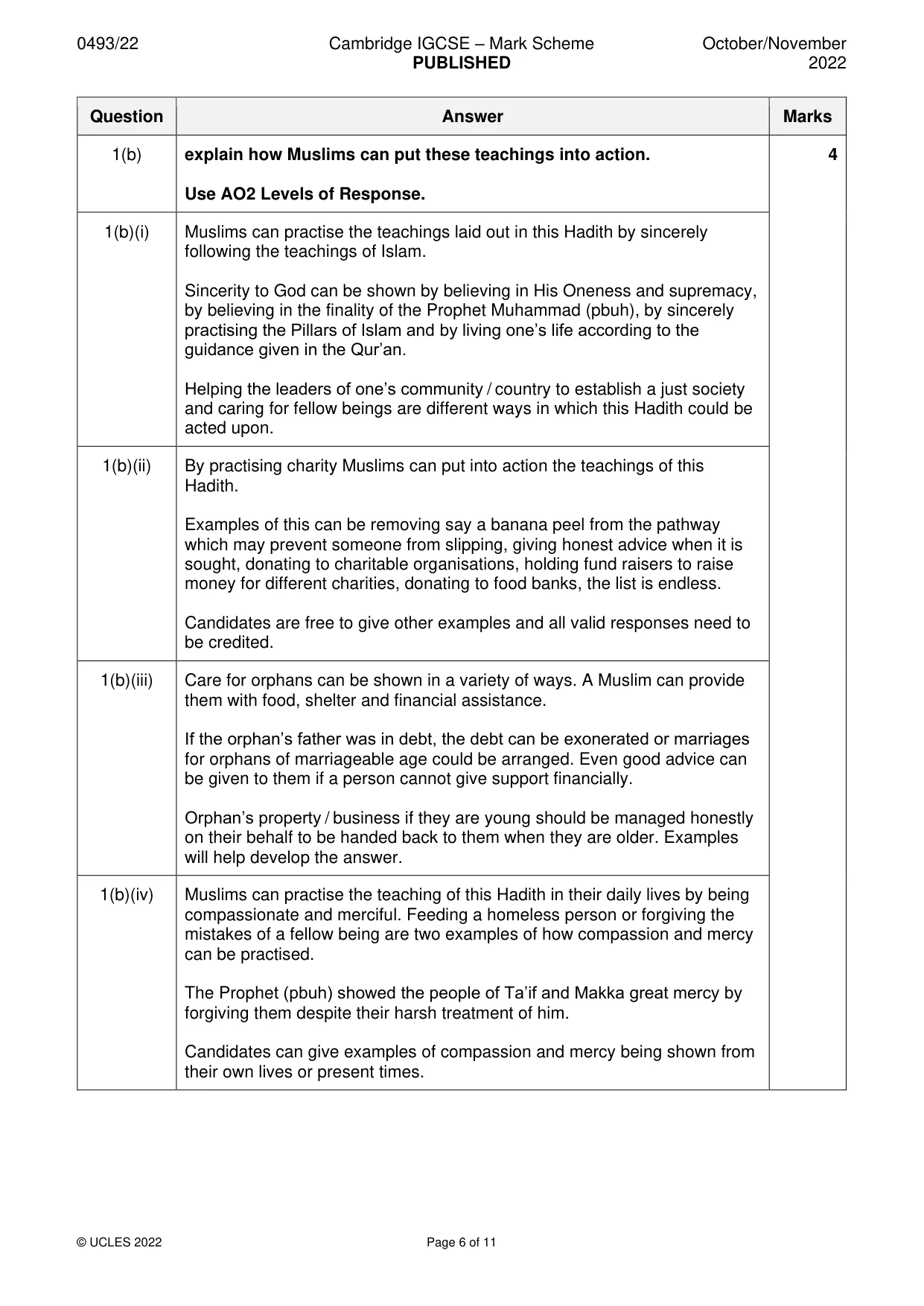 Mark scheme, page 6 of 11