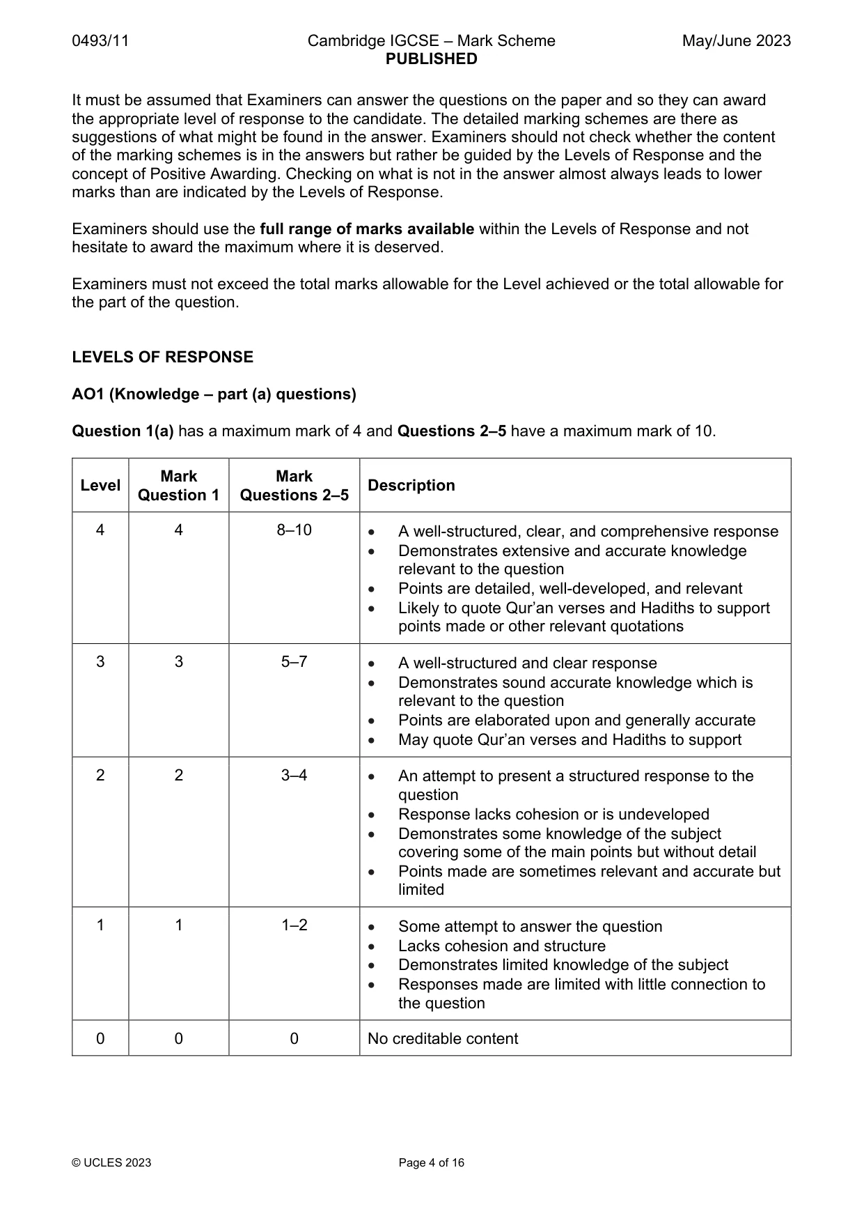 Mark scheme, page 4 of 16