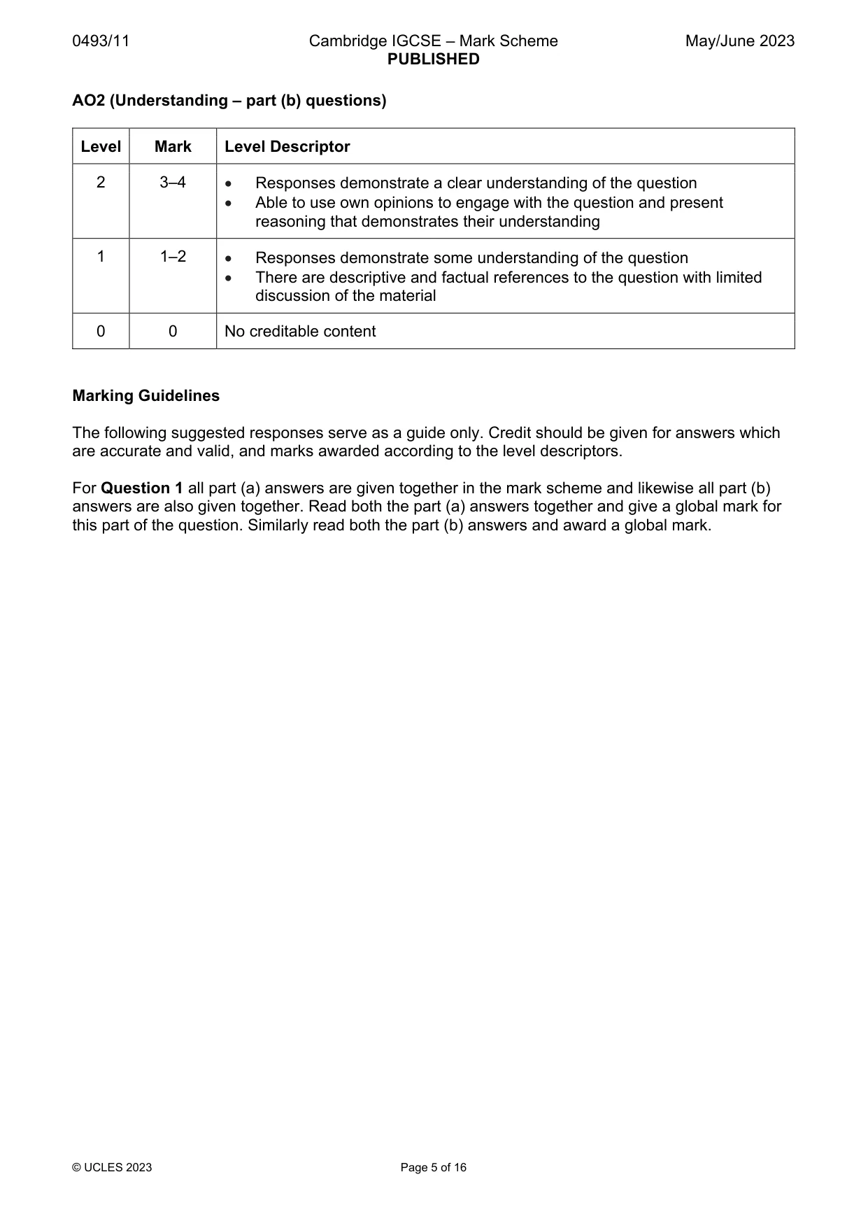 Mark scheme, page 5 of 16
