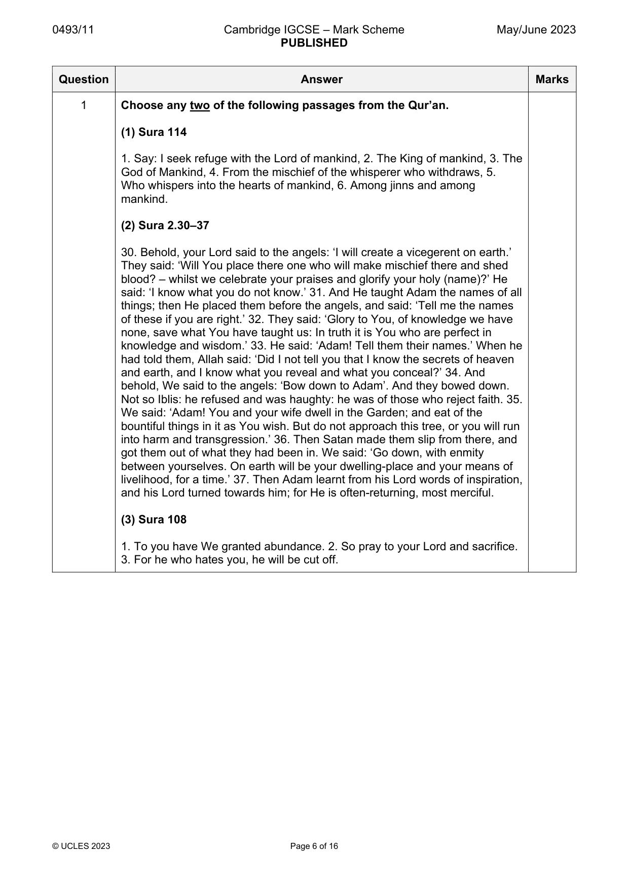 Mark scheme, page 6 of 16
