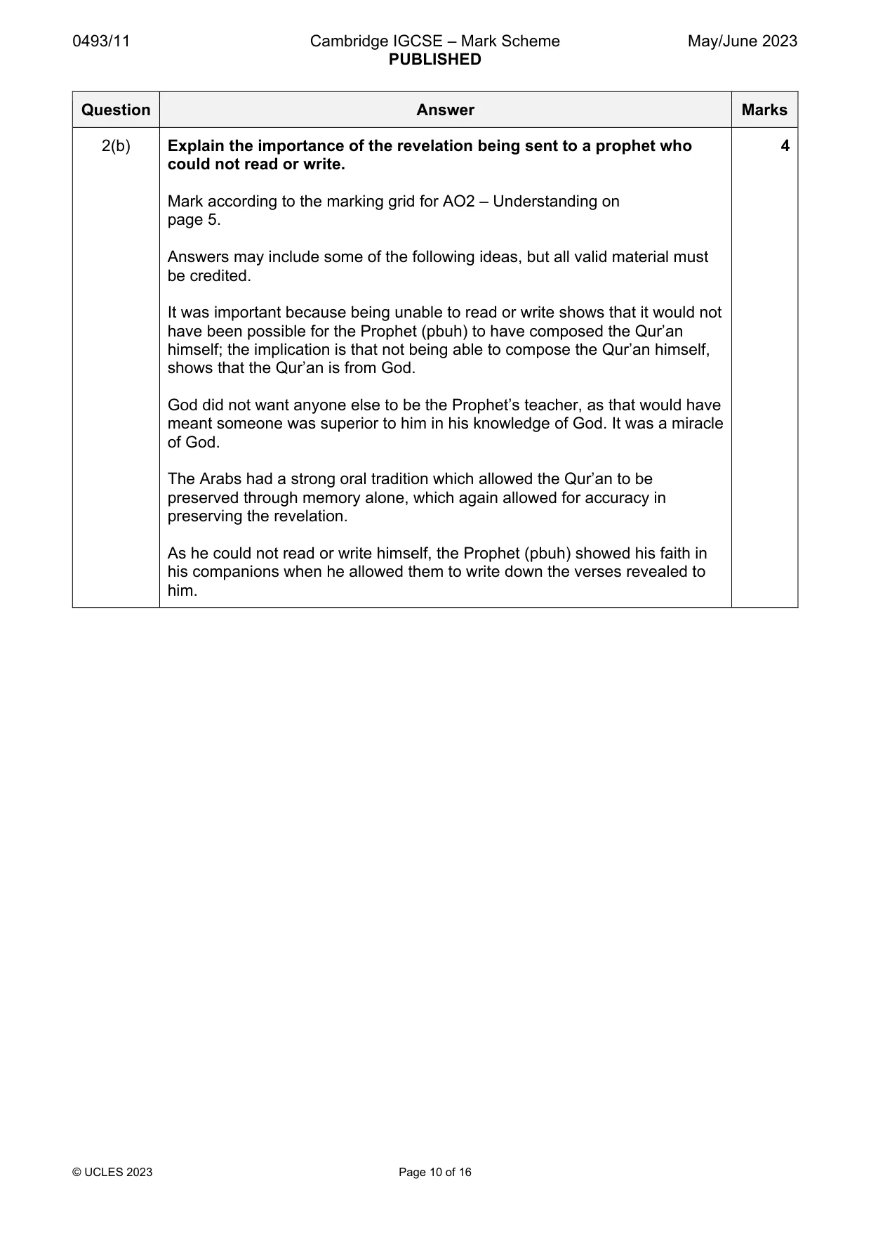 Mark scheme, page 10 of 16