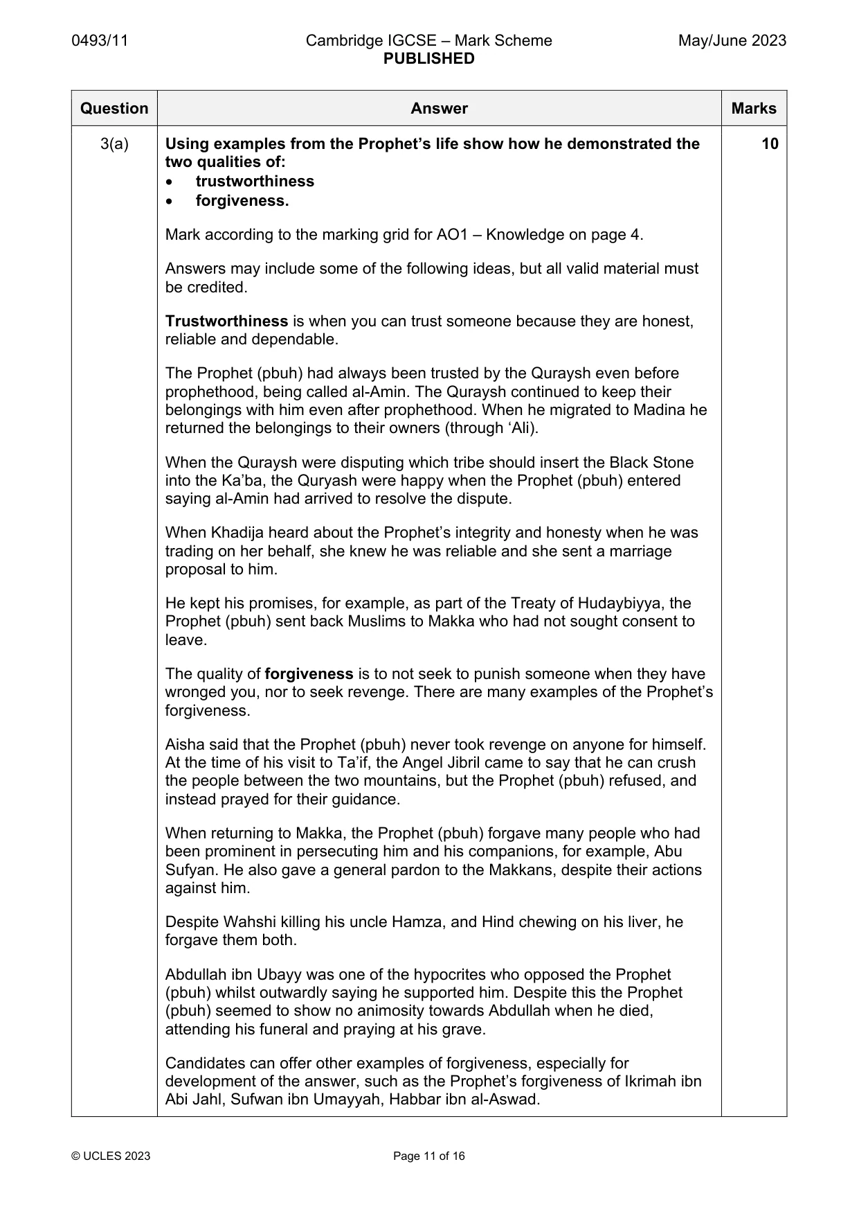 Mark scheme, page 11 of 16