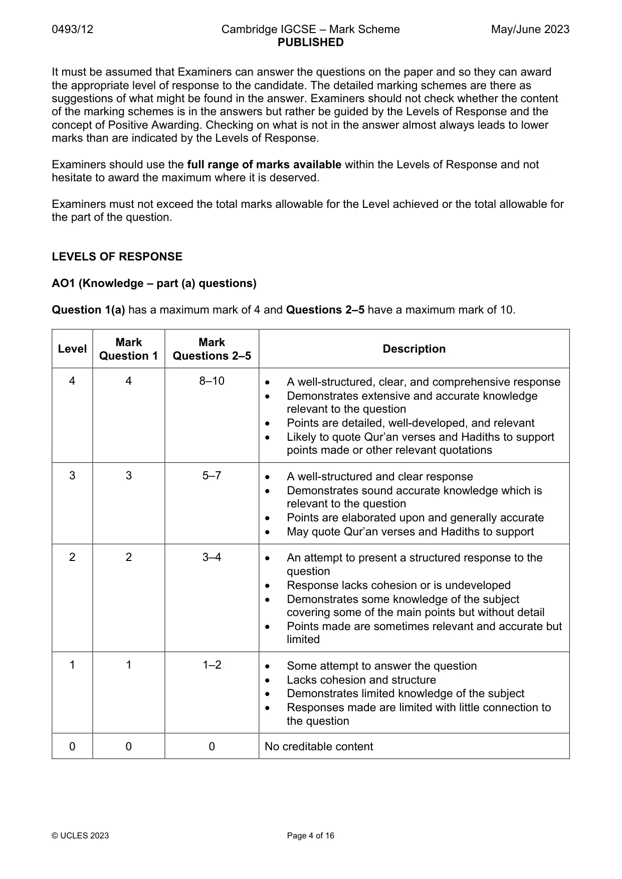 Mark scheme, page 4 of 16