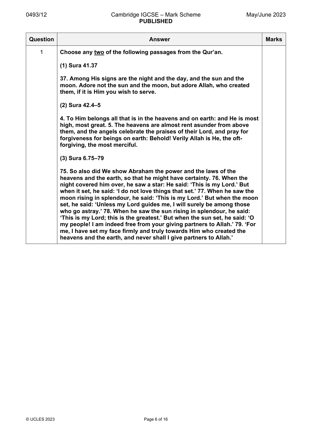 Mark scheme, page 6 of 16